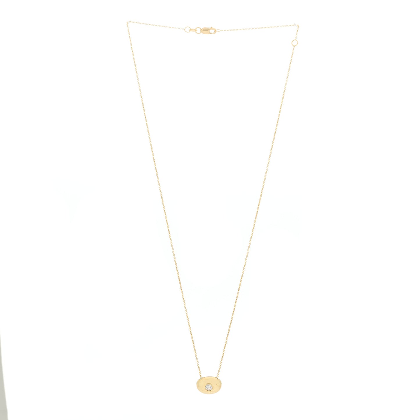 18K Yellow Gold Diamond Bean Pendant Necklace
