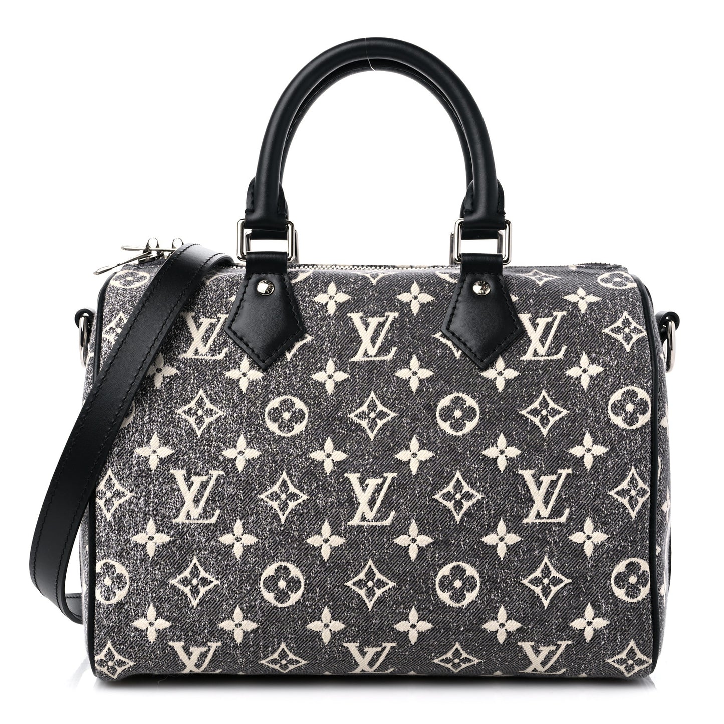 Denim Monogram Jacquard Speedy Bandouliere 25 Black