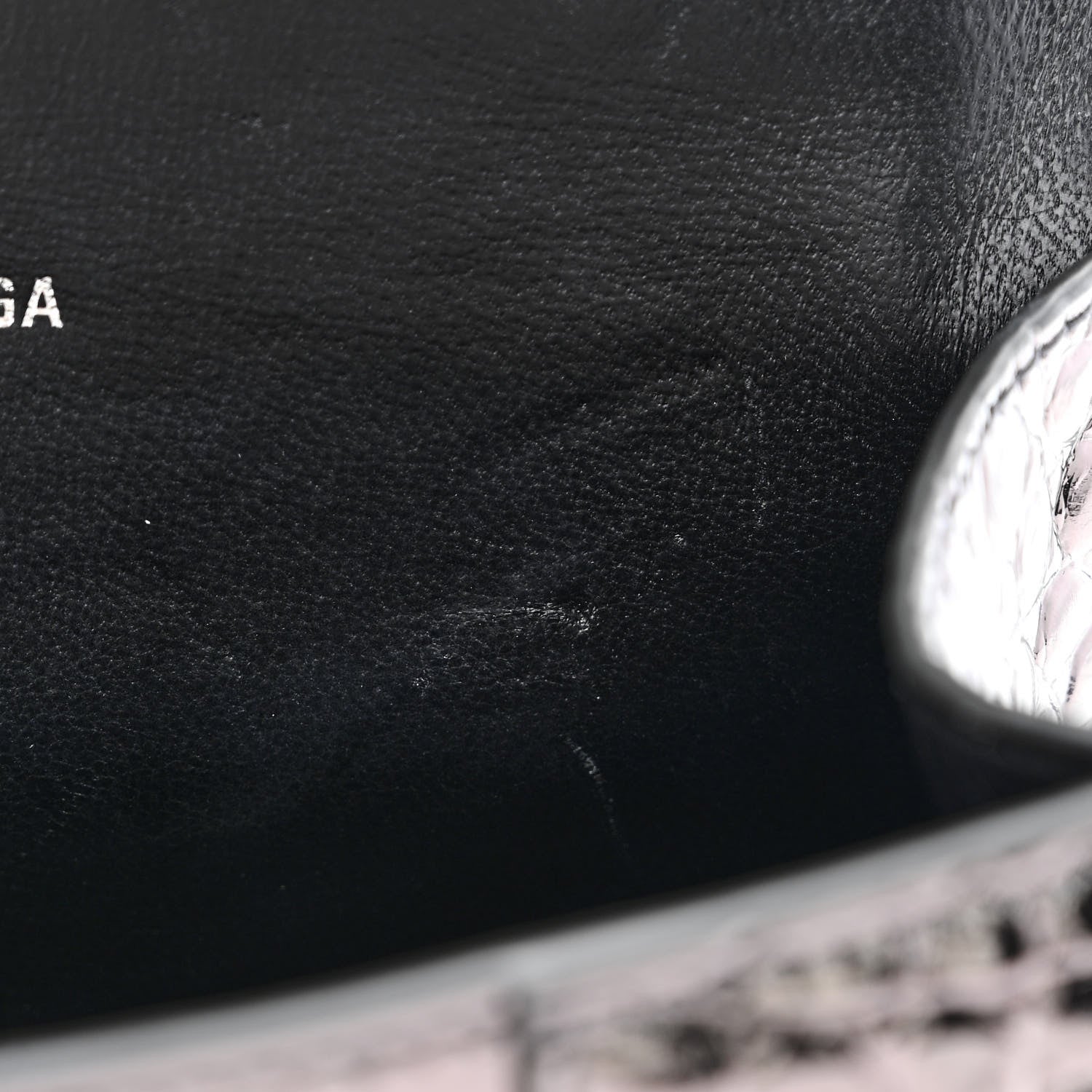 Balenciaga Metallic Shiny Calfskin Crocodile Embossed Hourglass Top Handle Bag XS Gunmetal 10 of 15