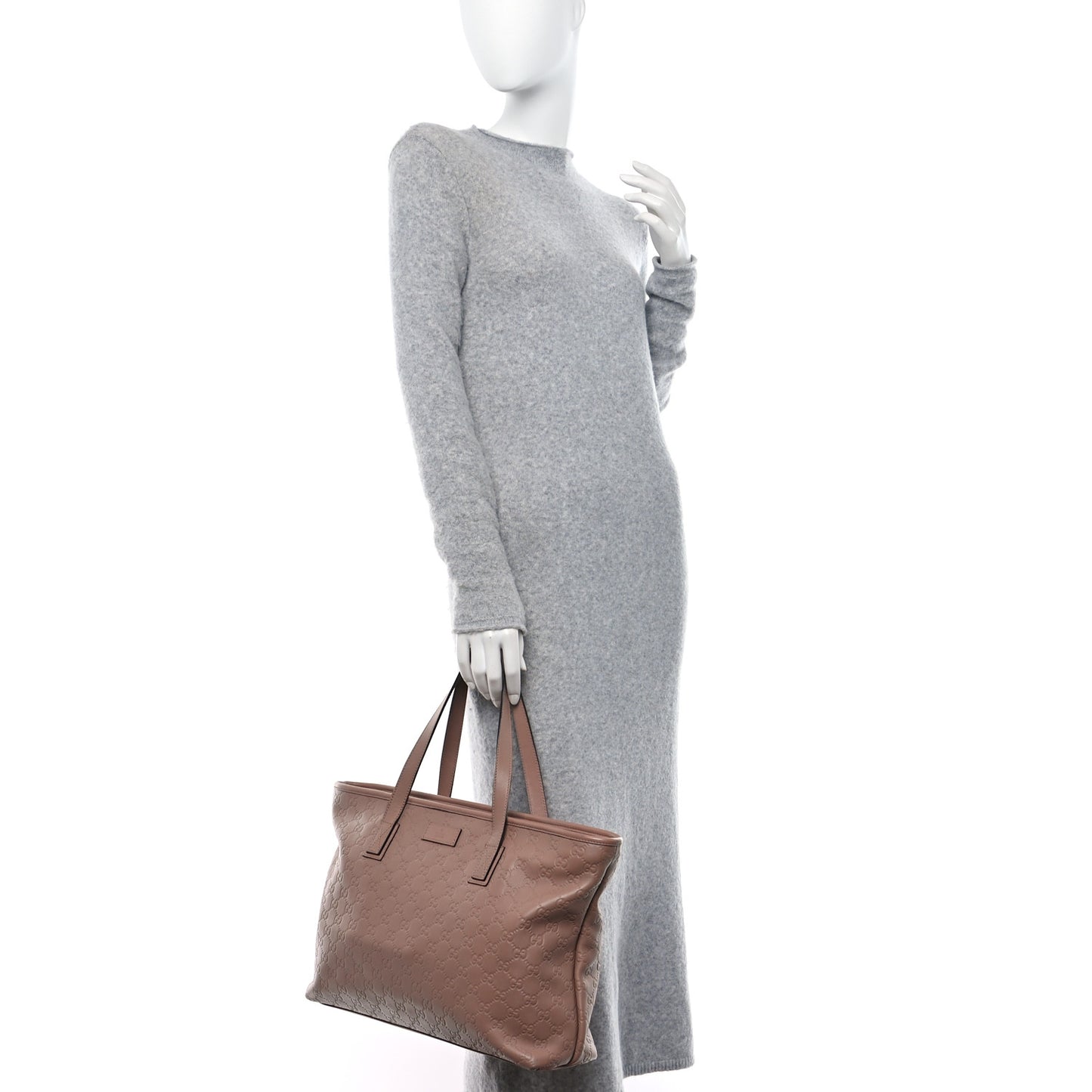 Guccissima Medium Zippered Shopping Tote Rose Beige