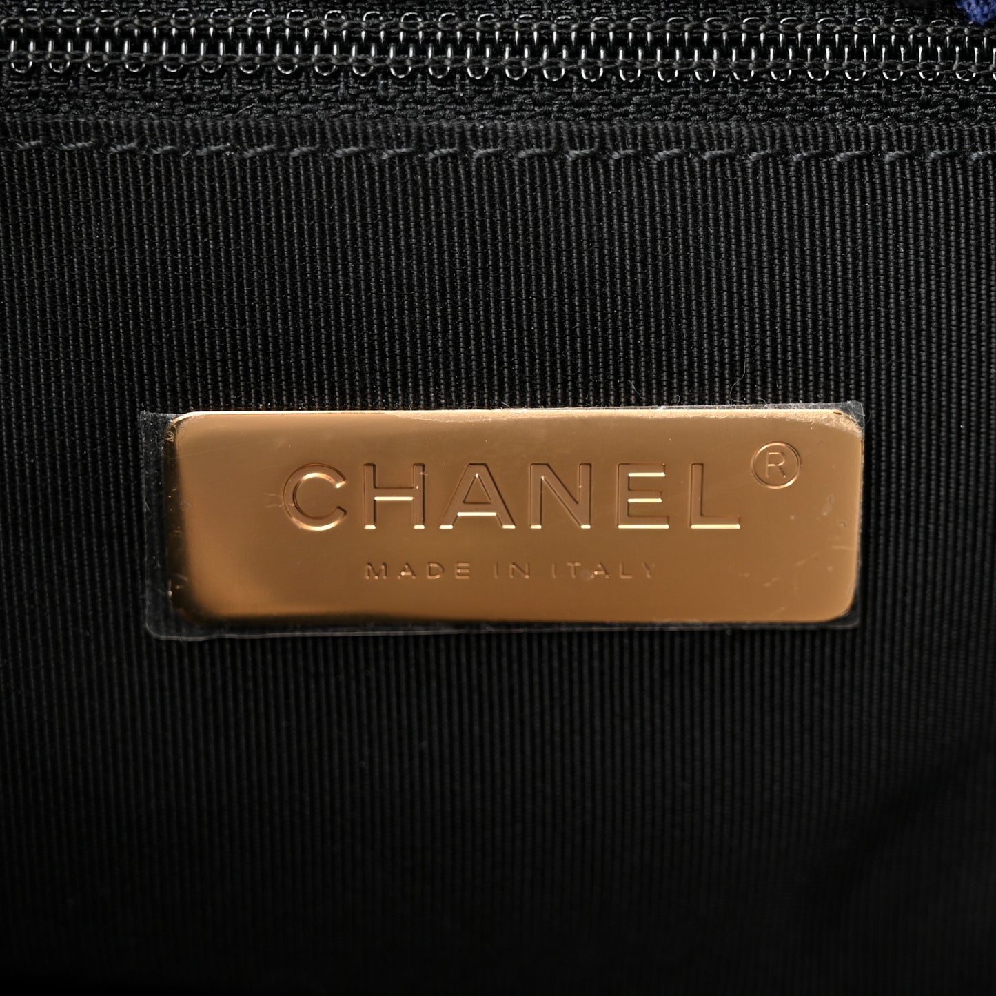 Tweed Quilted Medium Chanel 19 Flap Black Navy Gold
