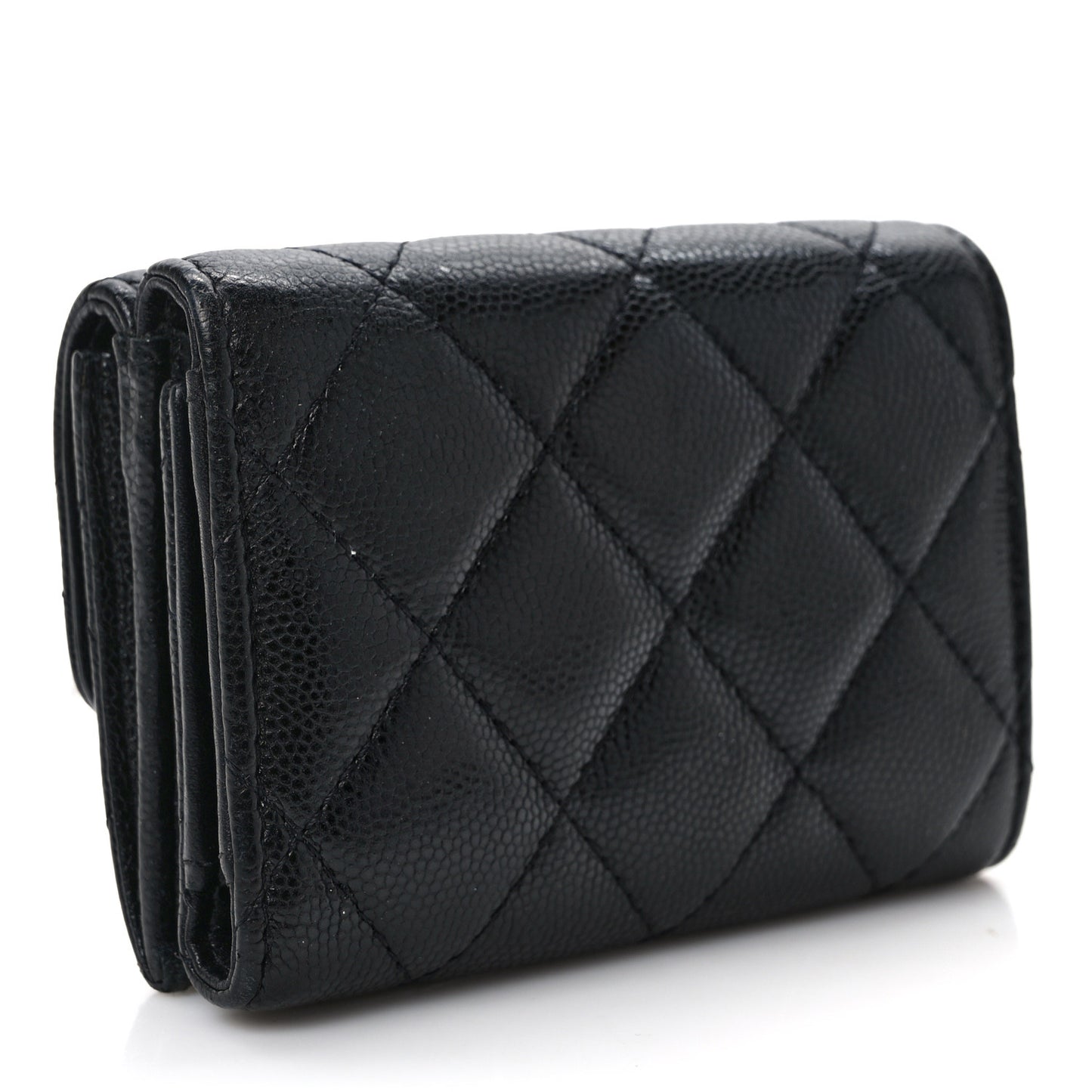 Caviar Quilted My Everything Small Flap Wallet Black