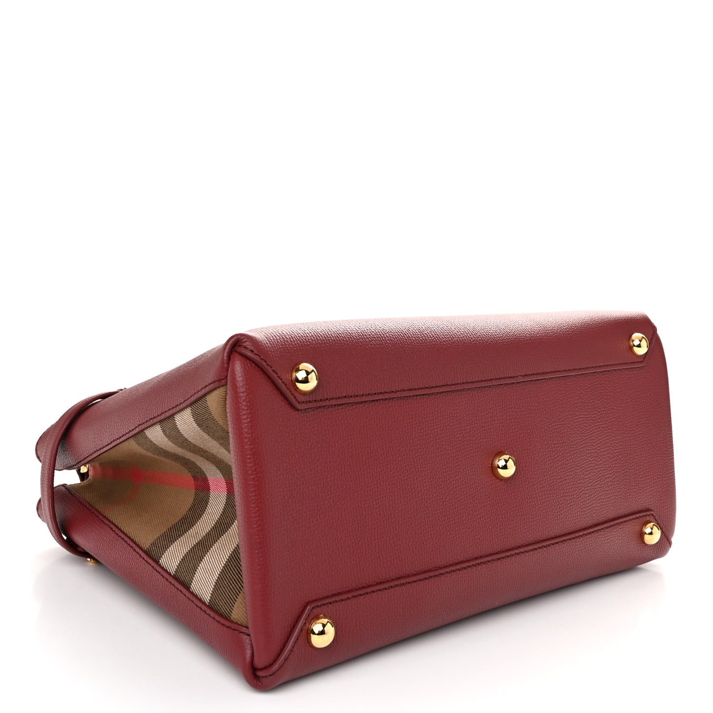 Grainy Calfskin House Check Medium Banner Tote Crimson