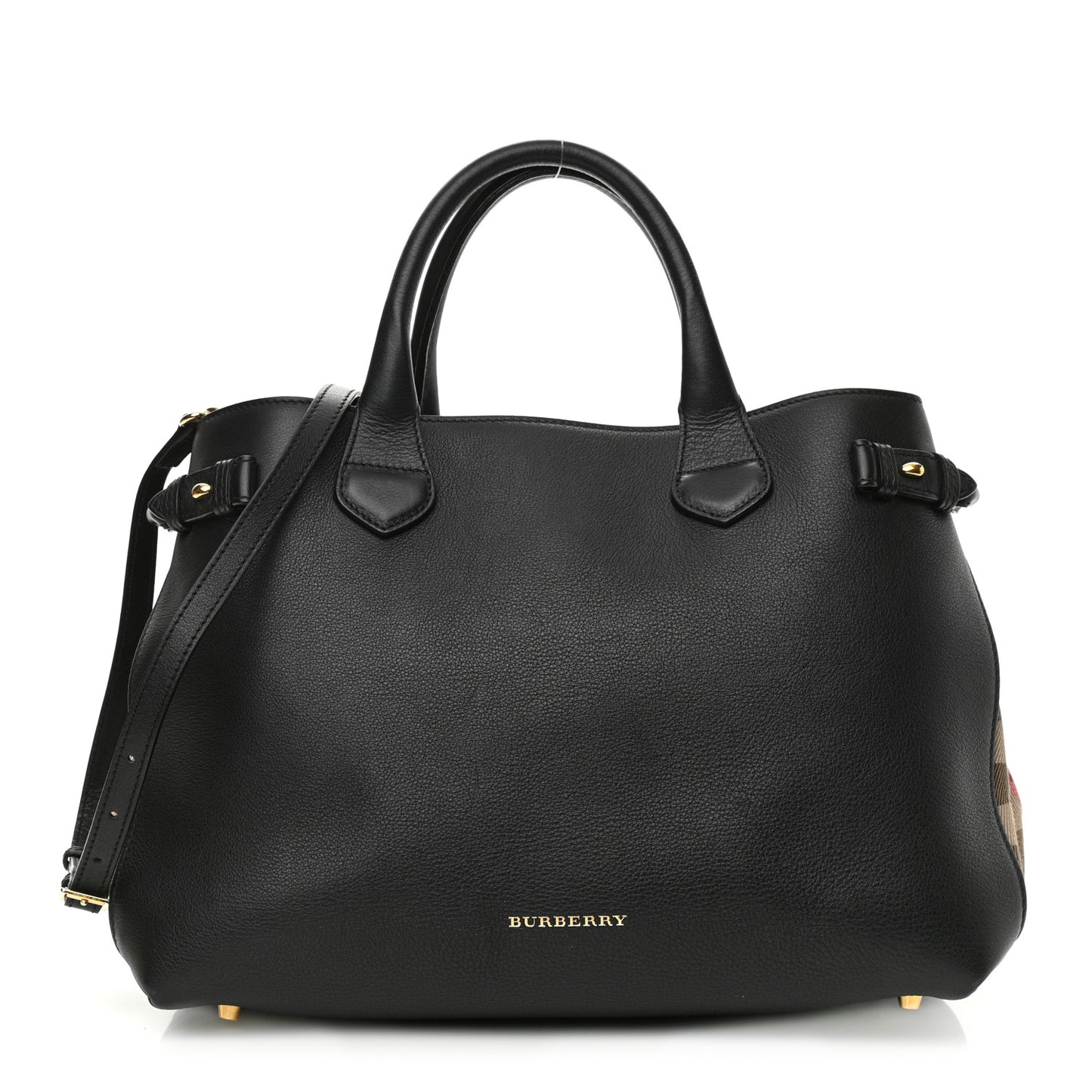 Derby Calfskin House Check Medium Banner Tote Black
