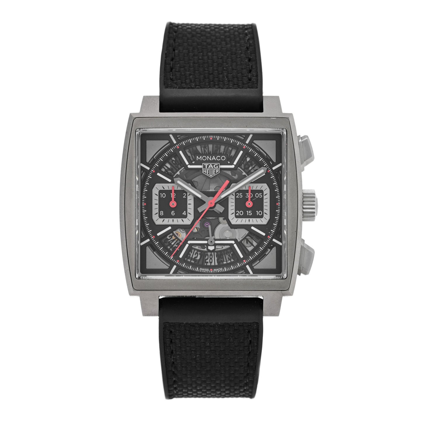Titanium Rubber 39mm Monaco Automatic Watch Black CBL2183