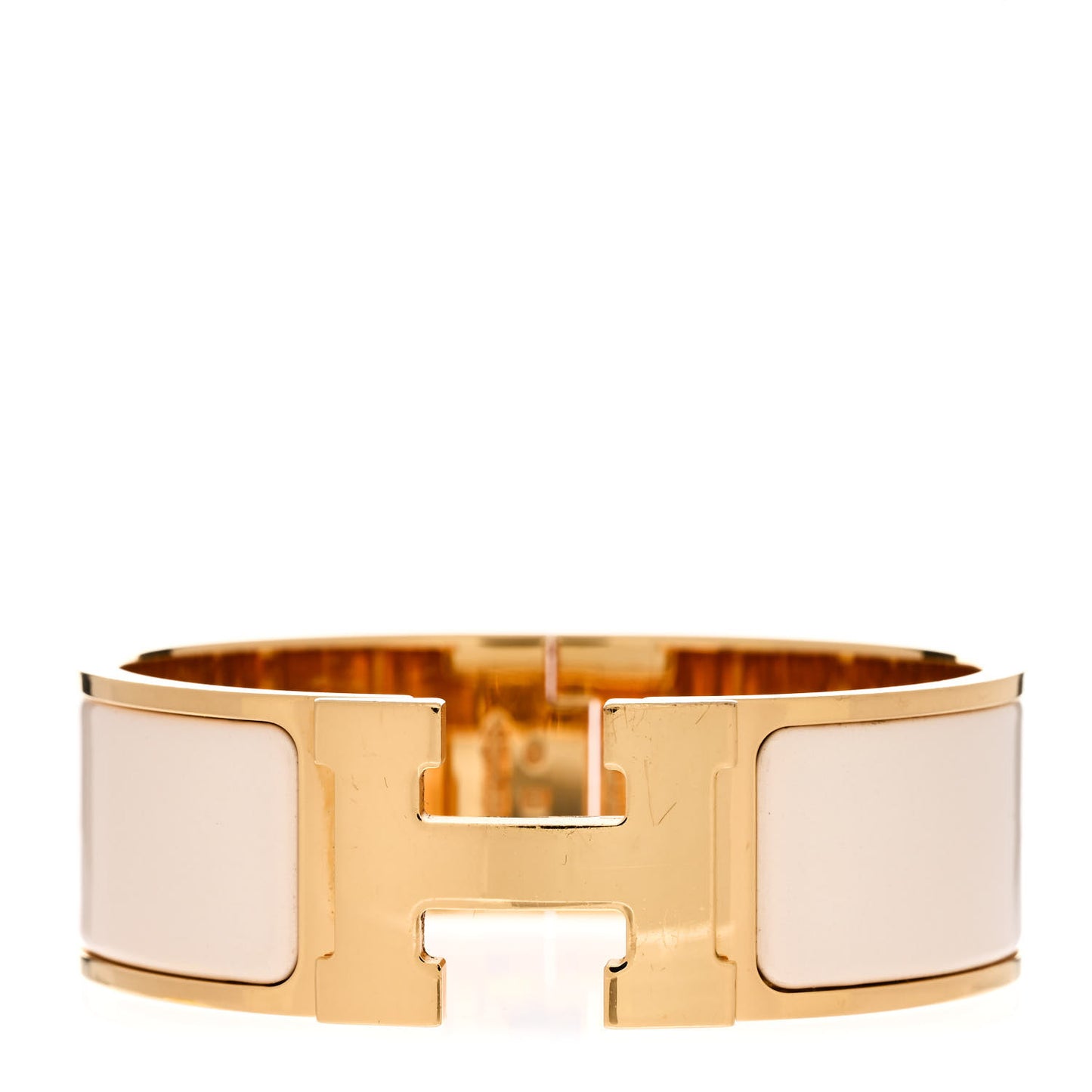 Enamel Wide Clic Clac H Bracelet PM White