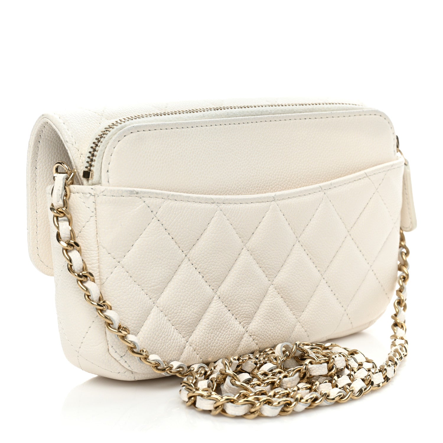 Chanel Lambskin Quilted Flap Phone Holder With Chain White 3 of 17
