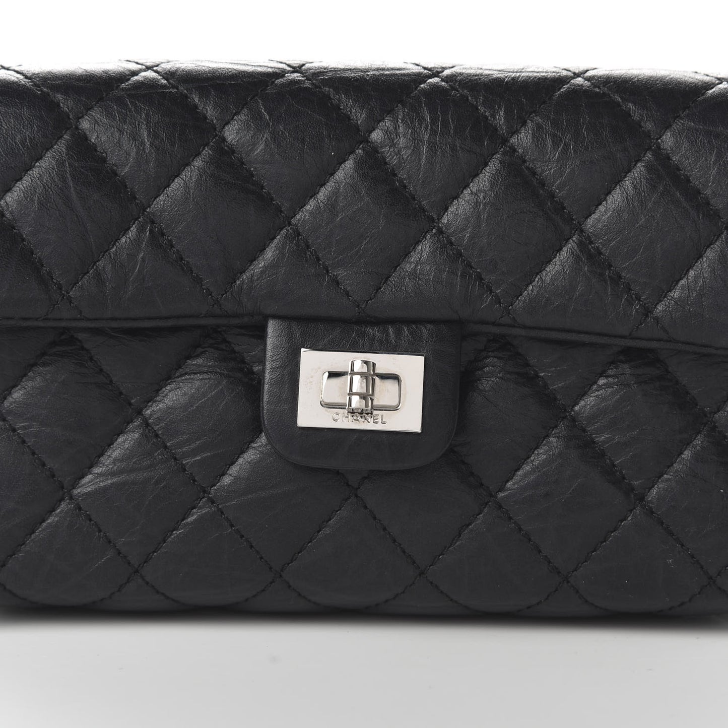 Aged Calfskin Quilted 2.55 Reissue Flap Belt Bag Clutch Black