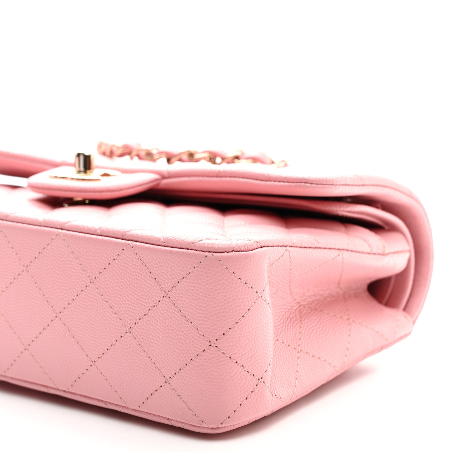 Caviar Quilted Small Double Flap Pink