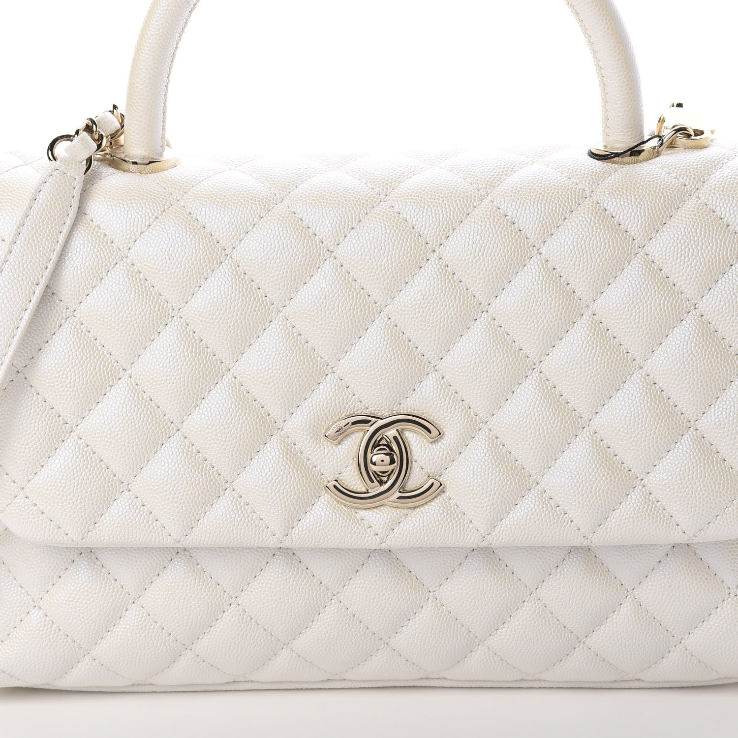 Chanel Iridescent Caviar Quilted Small Coco Handle Flap White 7 of 10