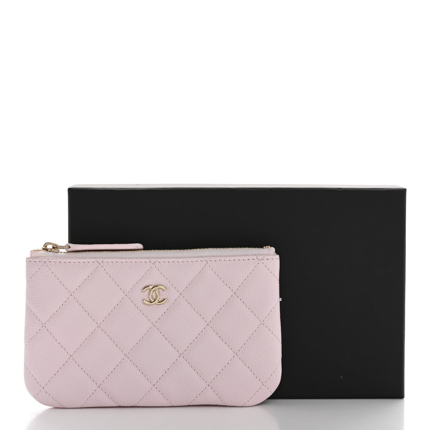 Caviar Quilted Small Cosmetic Case Light Pink