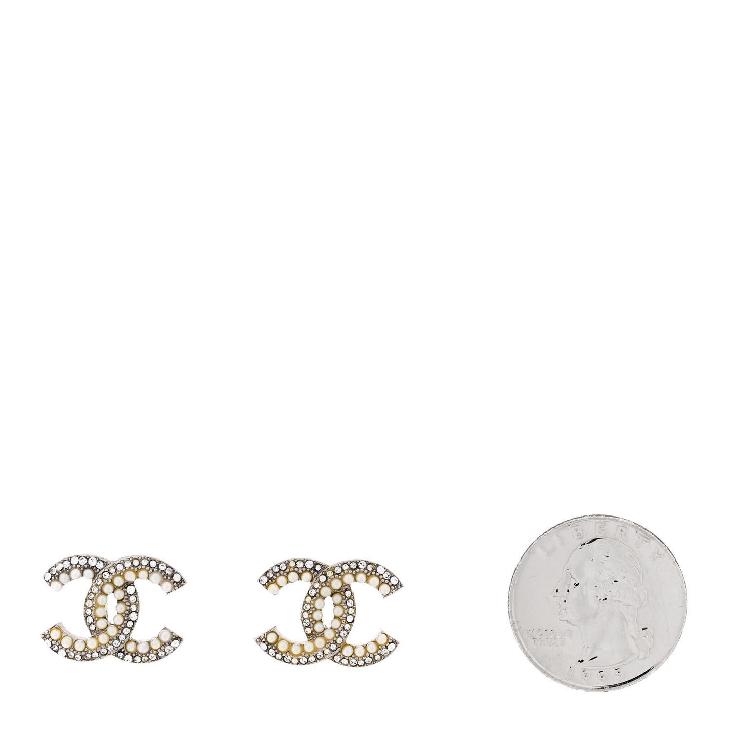 Pearl Crystal CC Snow Palace Earrings Silver