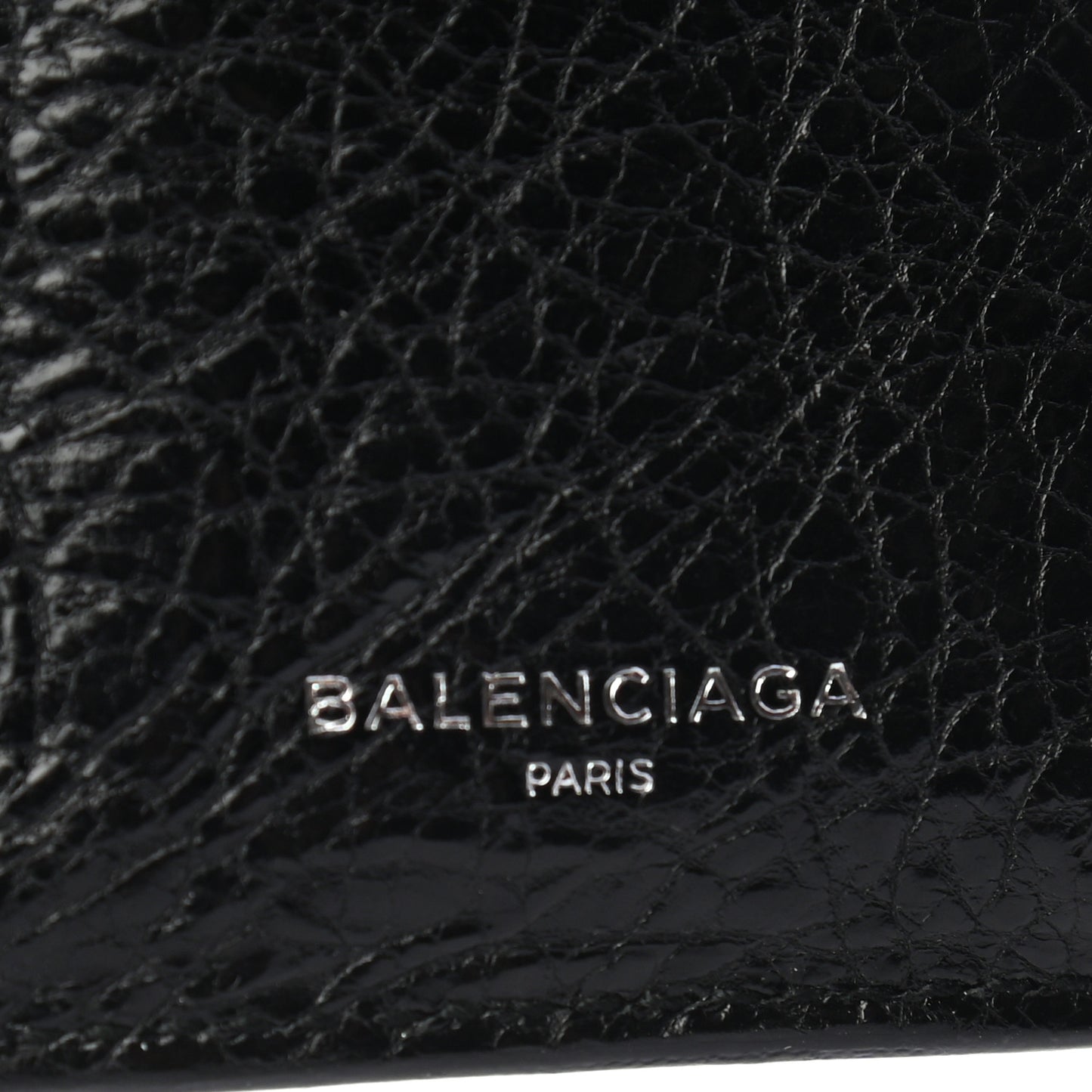 Agneau Classic Silver Hardware Mini Wallet Black