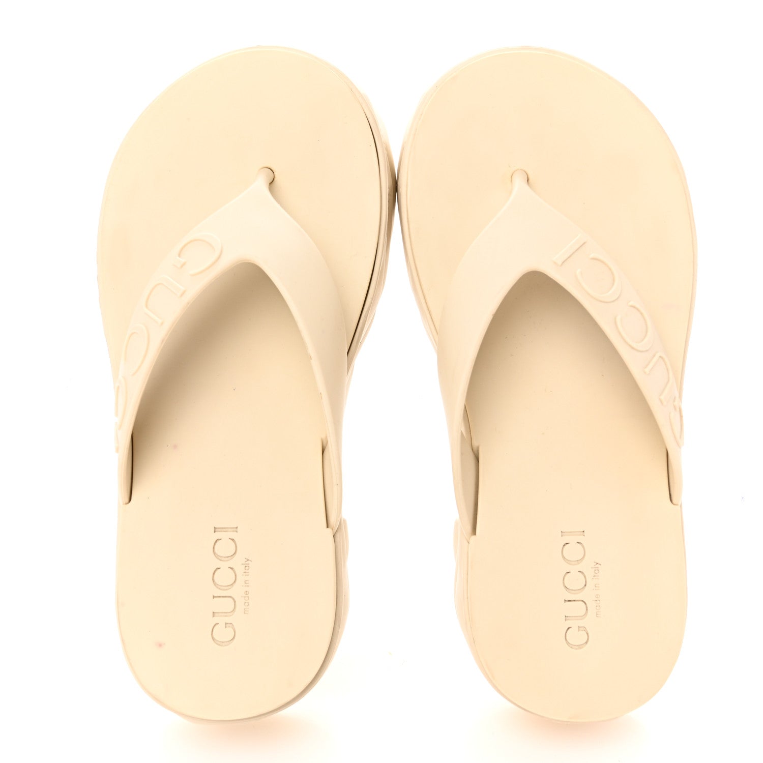 Gucci Rubber Chevron Logo Embossed Womens Thong Platform Sandals 37 White 2 of 12