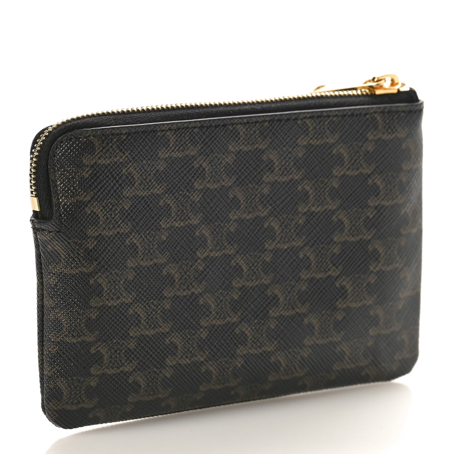 Triomphe Canvas Logo Coin and Card Pouch With Hook Black