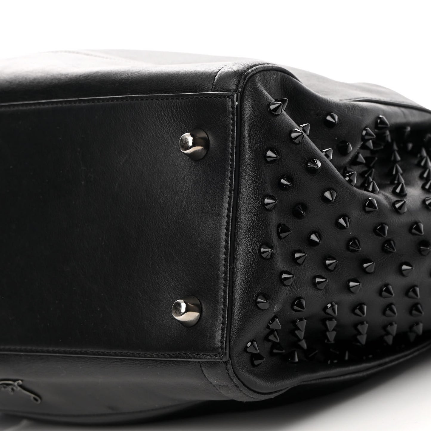 Calfskin Justine Spikes Hobo Black
