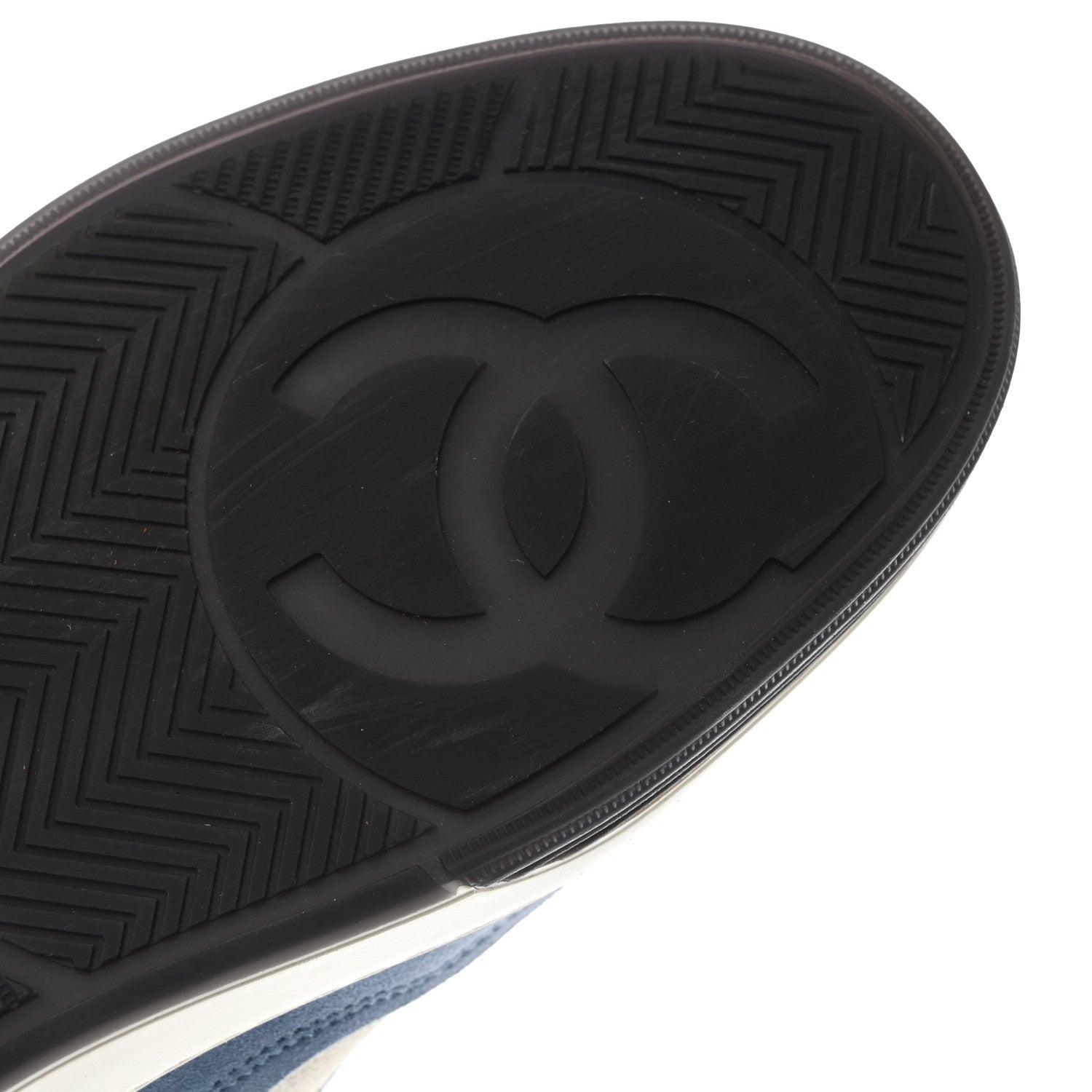 Chanel Suede Kidskin Womens CC Sneakers 38 White Blue 9 of 11