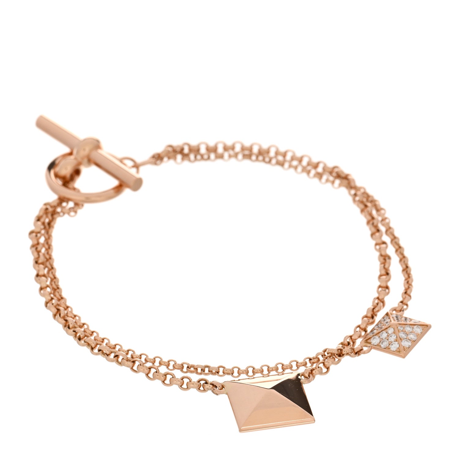 Hermes 18K Rose Gold Diamond Clou d'H Bracelet XS 1 of 4