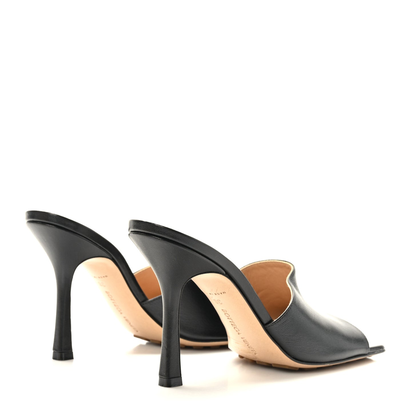 Lambskin Stretch Mule Sandals 38 Black