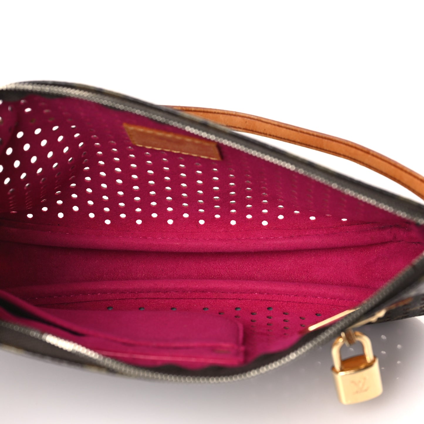 Monogram Perforated Pochette Accessories Bag Fuchsia