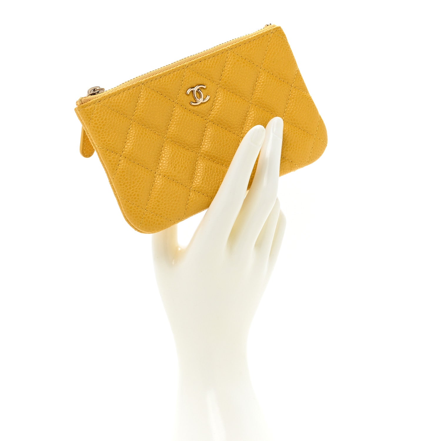 Chanel Caviar Quilted Small Cosmetic Case Yellow 2 of 9