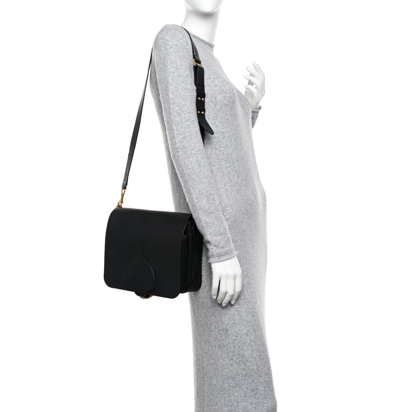 Calfskin Square Satchel Black