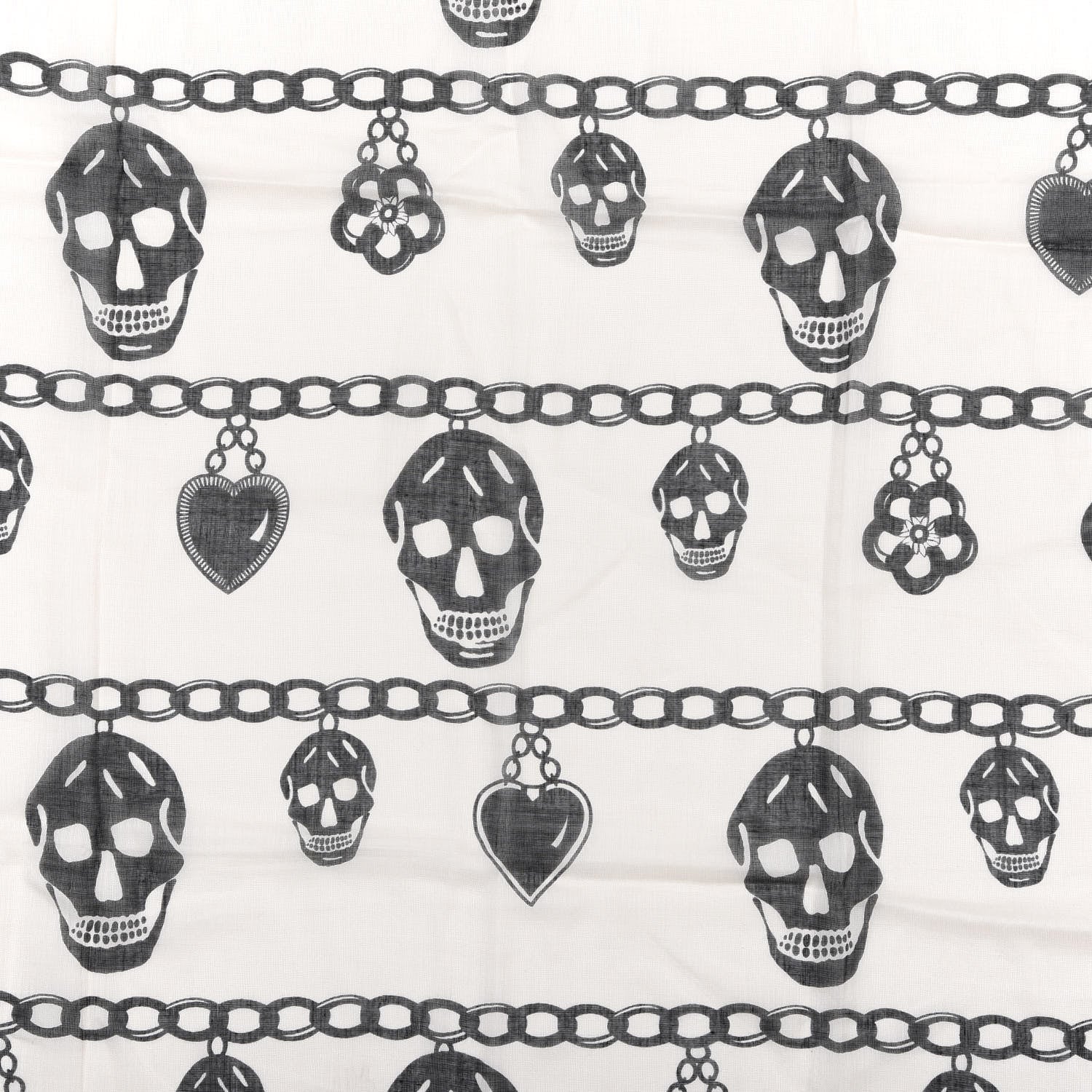 Alexander McQueen Modal Skull Heart And Chain Scarf Grey Black 3 of 3
