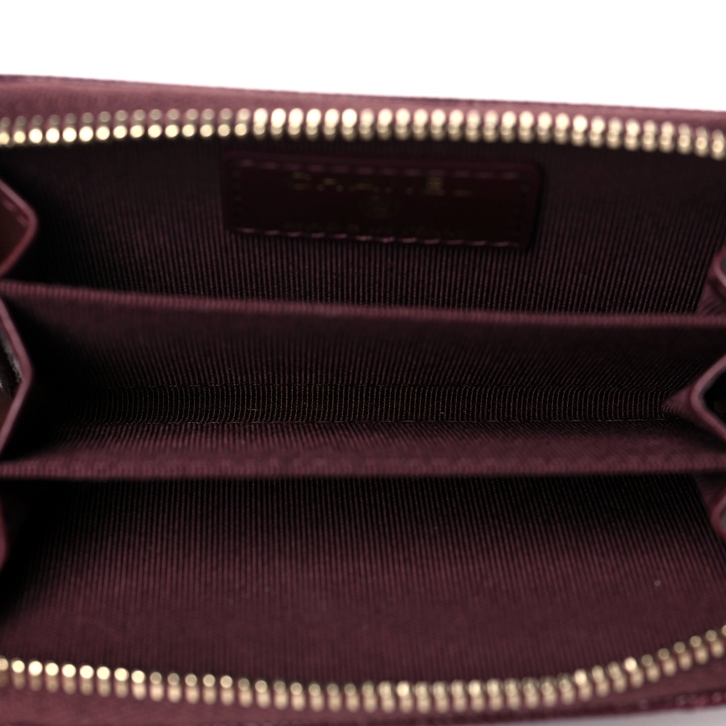 Caviar Quilted Zip Around Coin Purse Burgundy