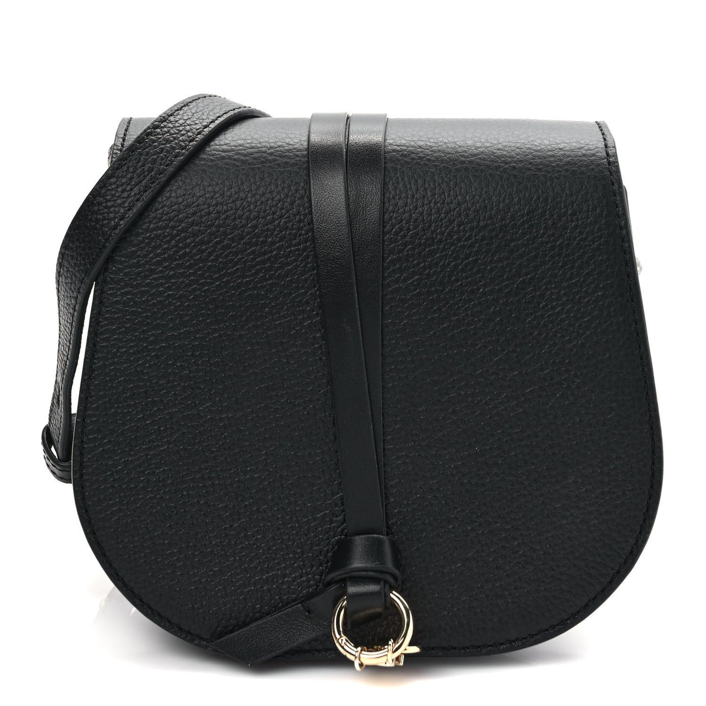 Calfskin Mini Alphabet Saddle Bag Black