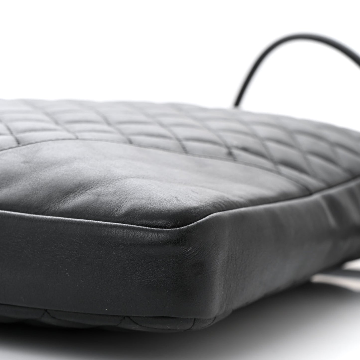 Calfskin Quilted Large Cambon Messenger Black