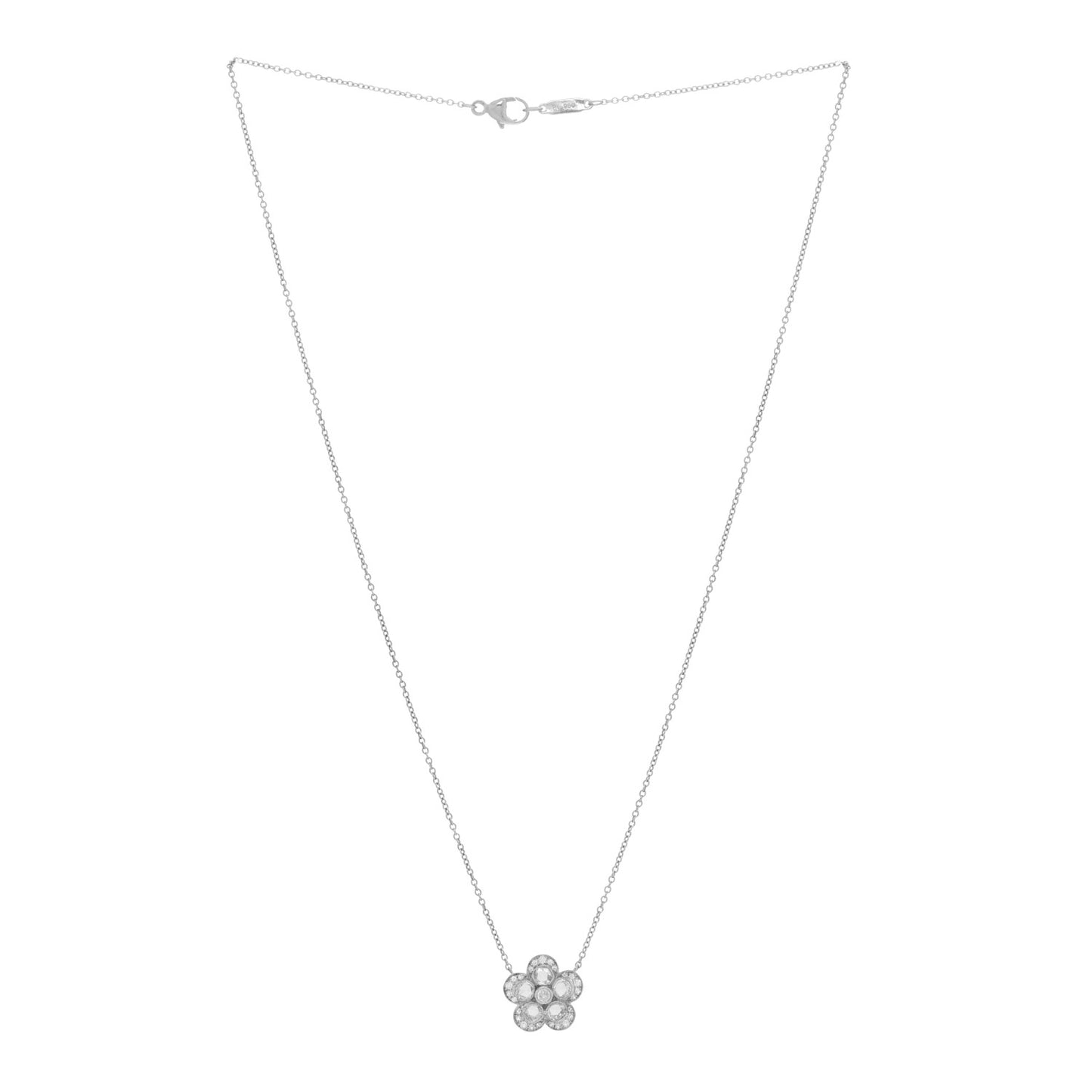 Platinum Diamond Enchant Garden Rose Cut Flower Pendant Necklace