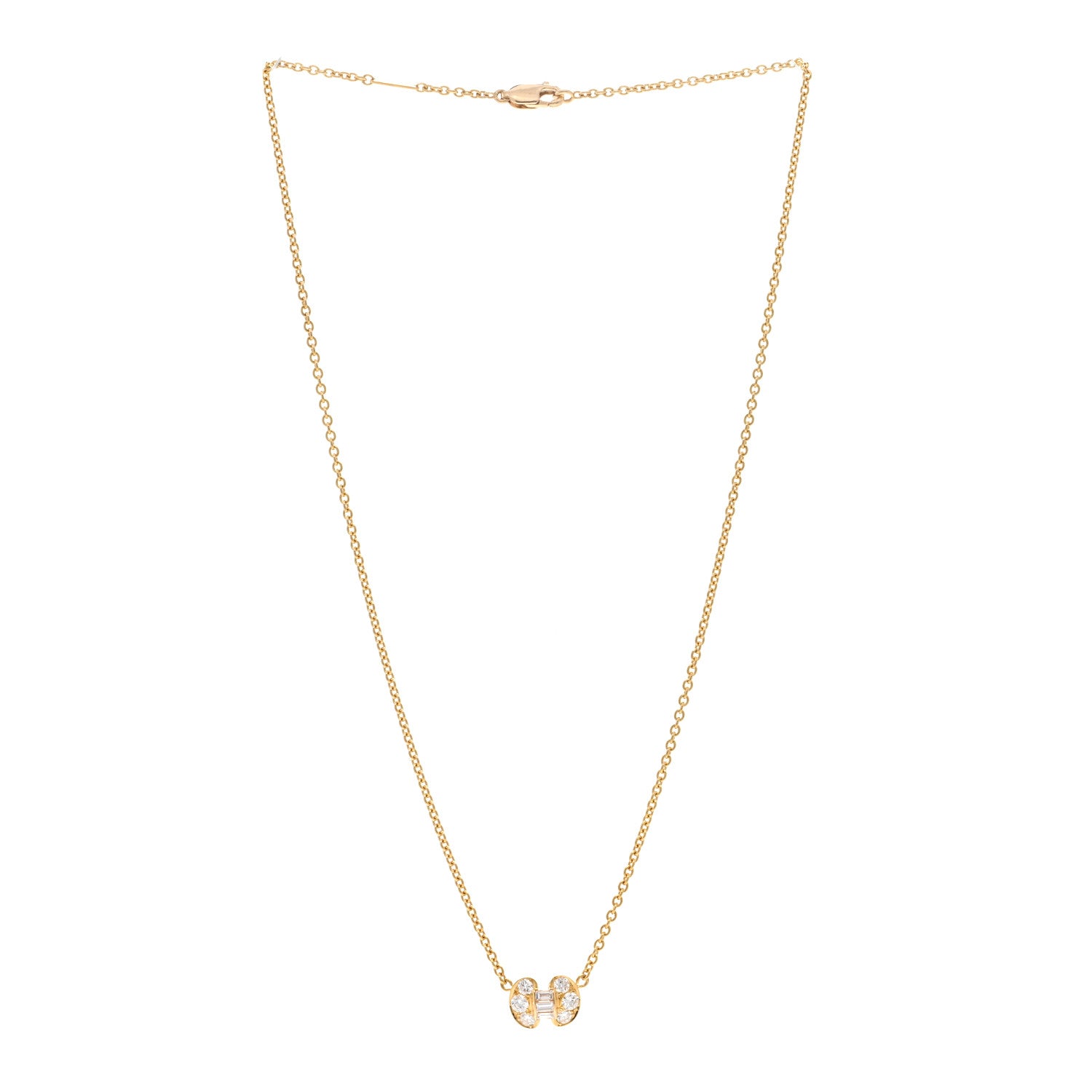 Van Cleef & Arpels 18K Yellow Gold Diamond Baguette Bow Necklace 3 of 4