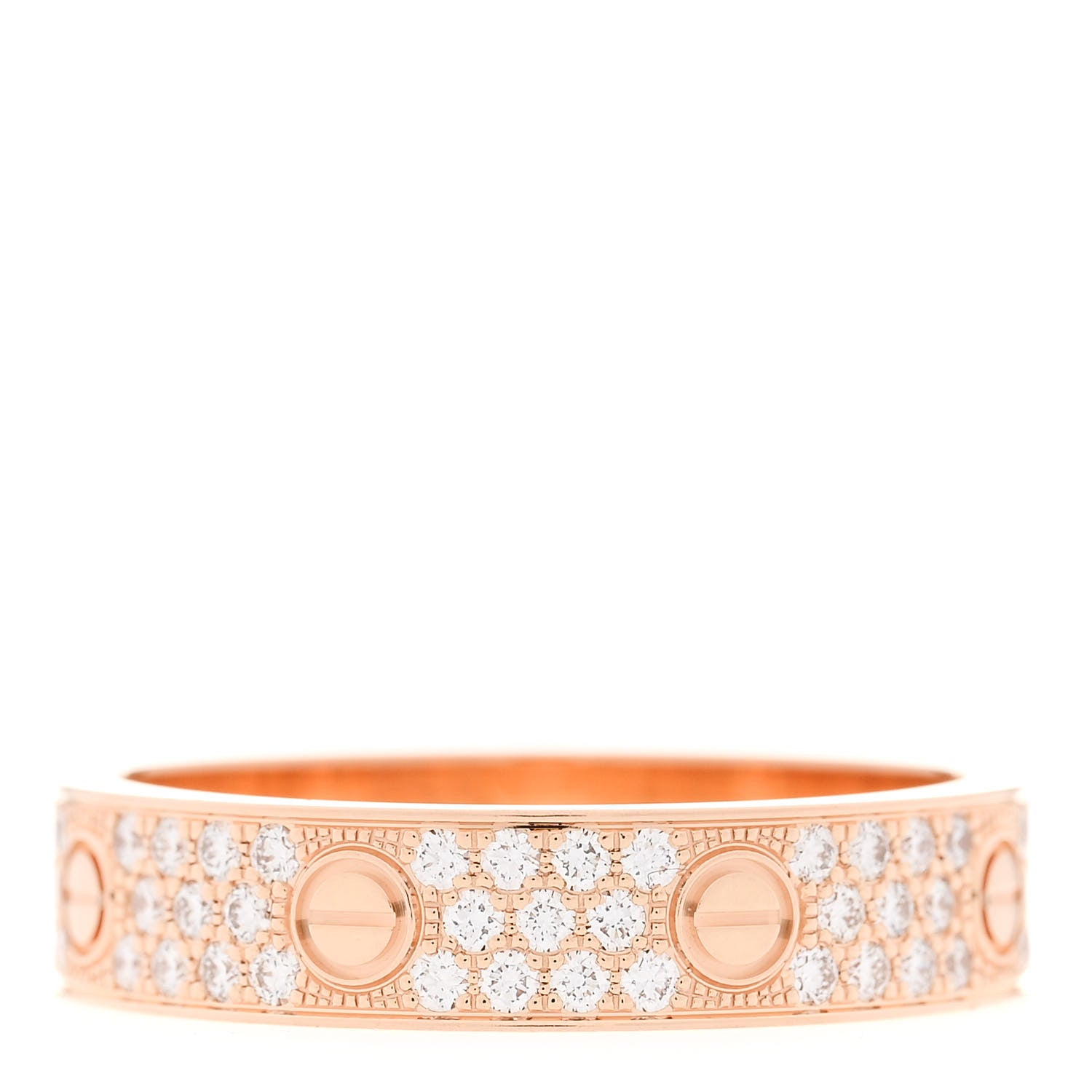 Cartier 18K Pink Gold Diamond 4mm LOVE Wedding Paved Band Ring 59 8.75 3 of 5