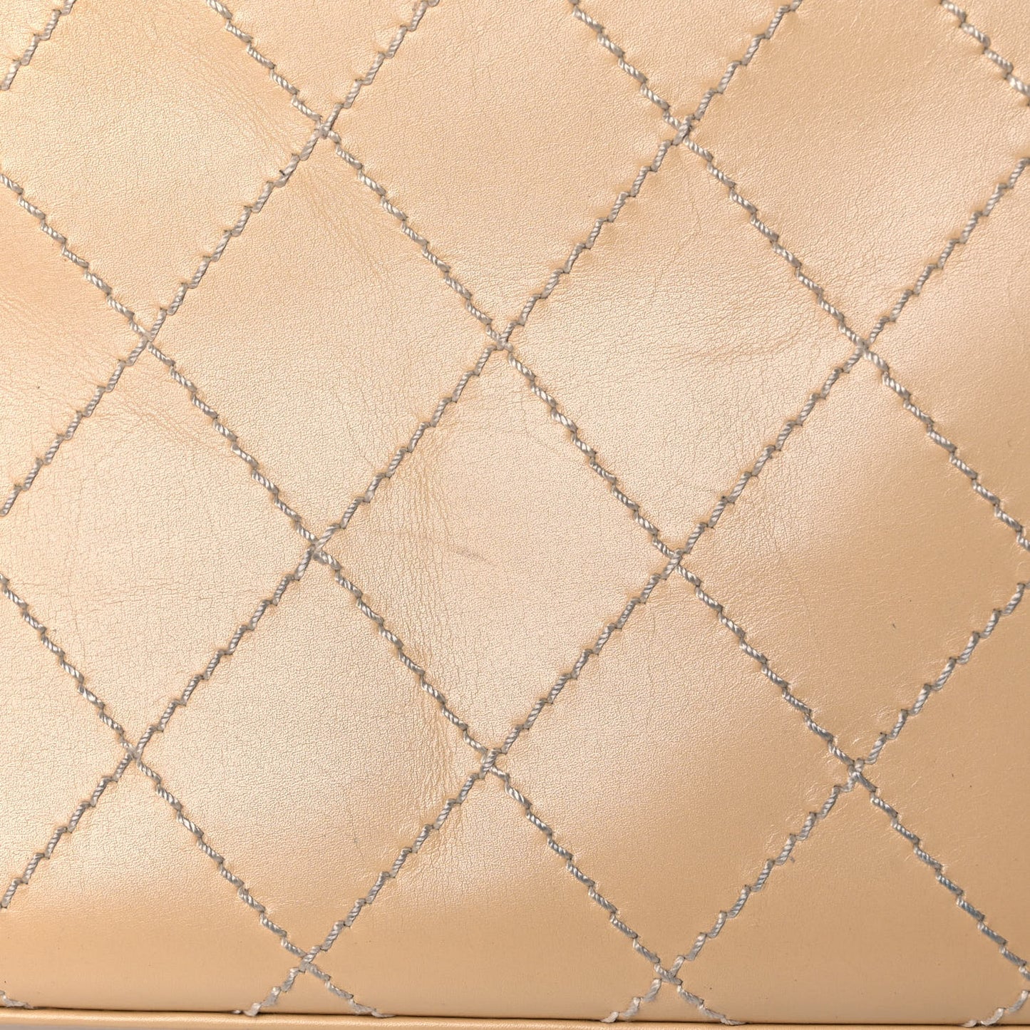 Calfskin Stitched Shoulder Bag Beige