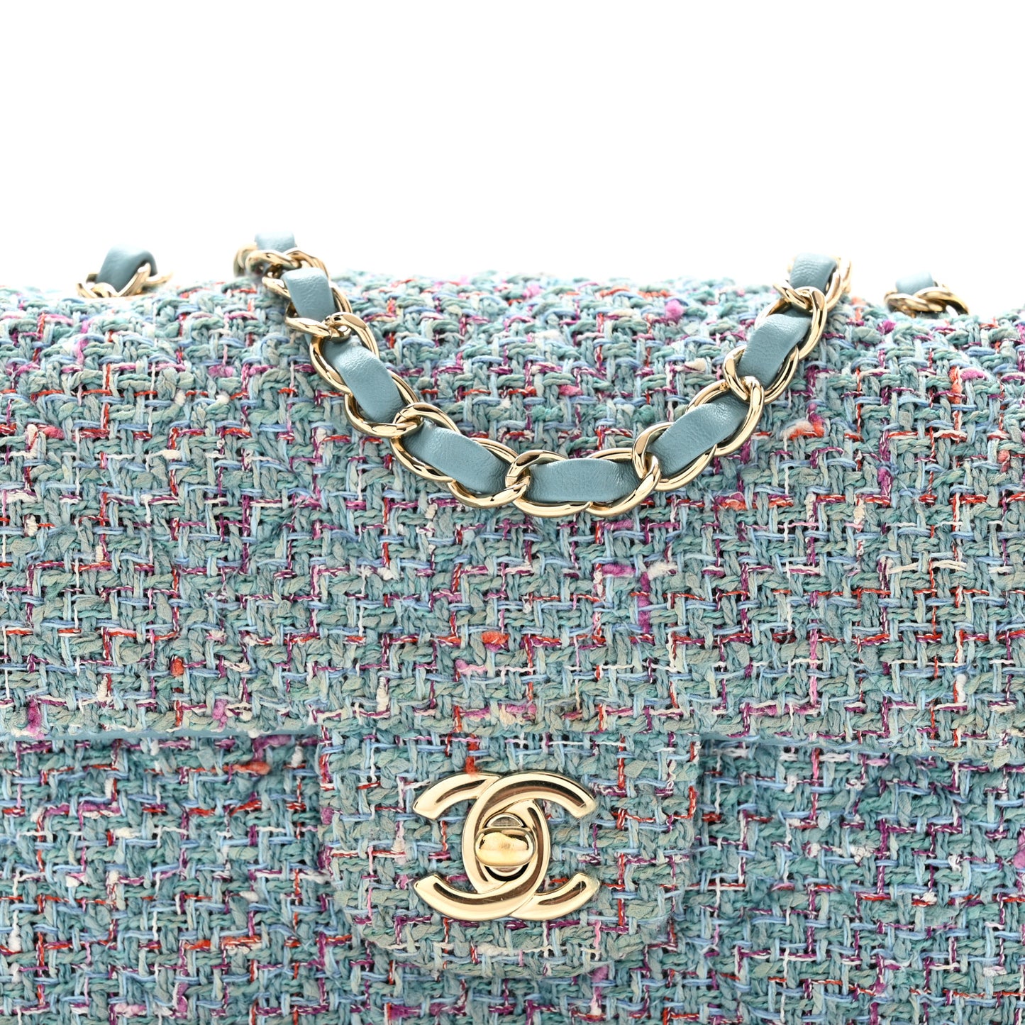 Tweed Quilted Mini Rectangular Flap Turquoise Purple White Red