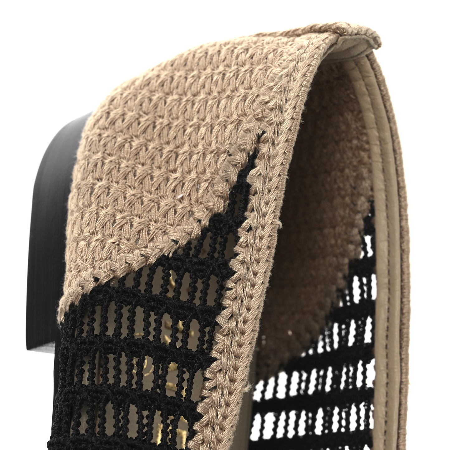 Raffia Cap Toe Ballerina Flats 38 Black Beige