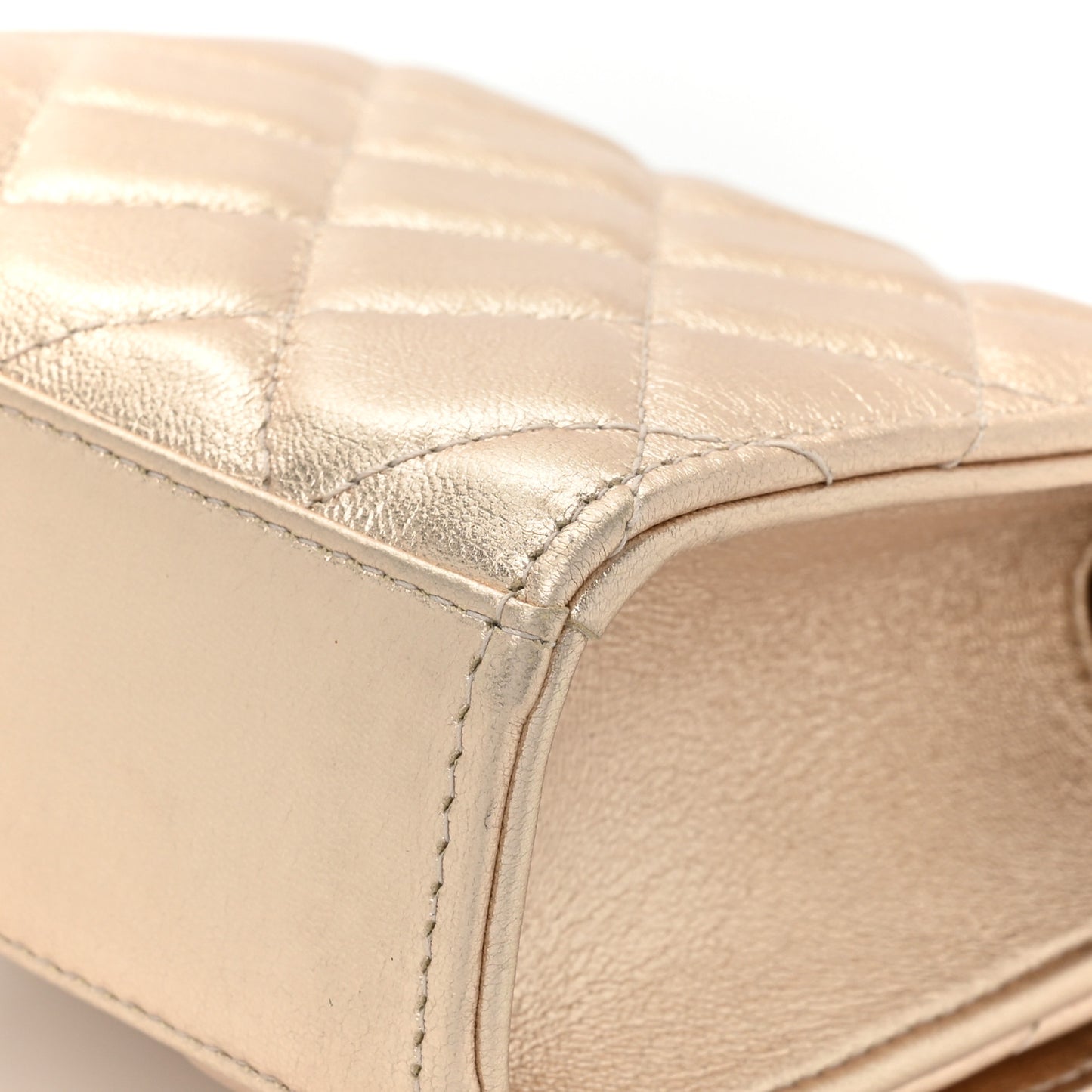 Metallic Lambskin Quilted Mini Trendy CC Clutch With Chain Gold