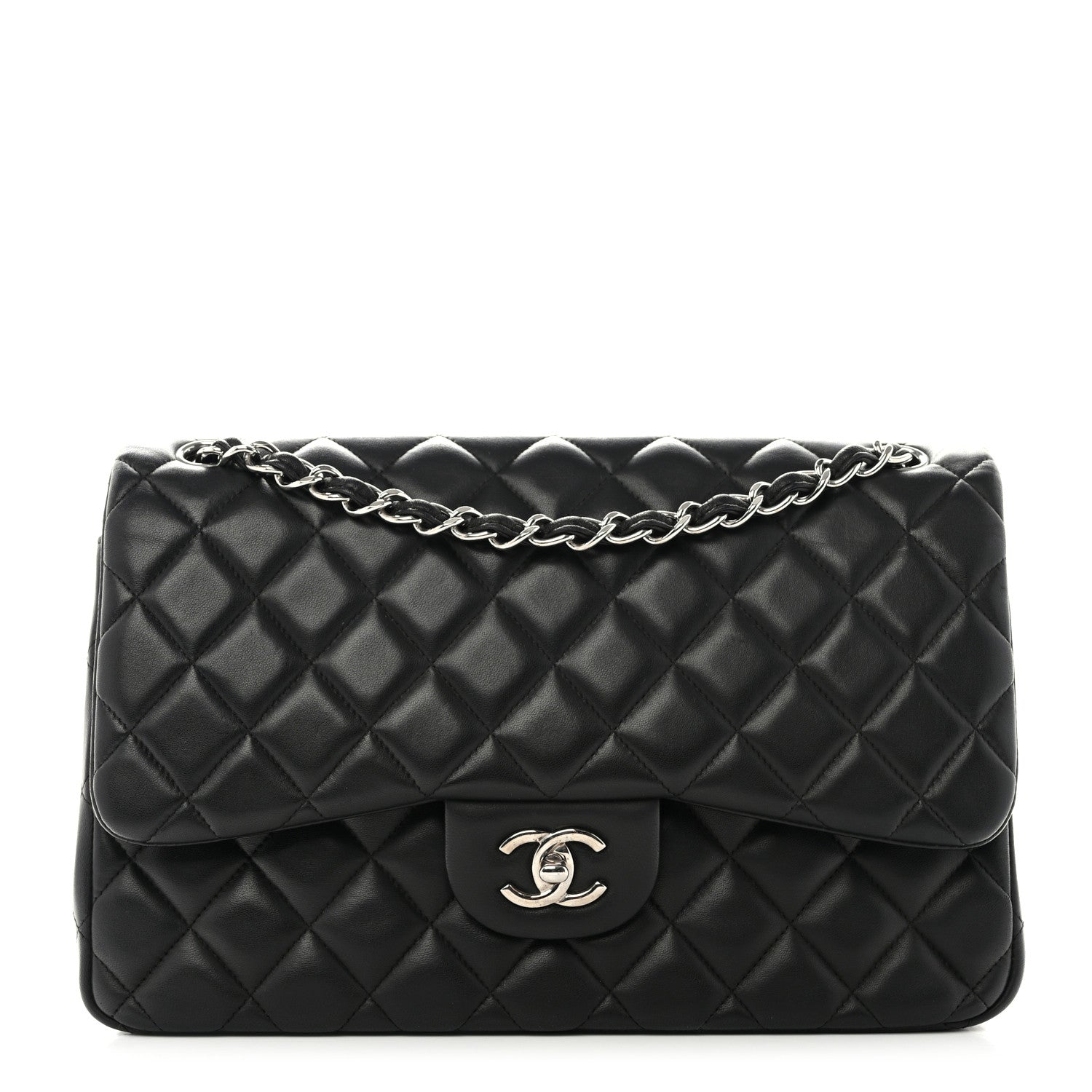 Chanel Lambskin Quilted Jumbo Double Flap Black 1 of 11