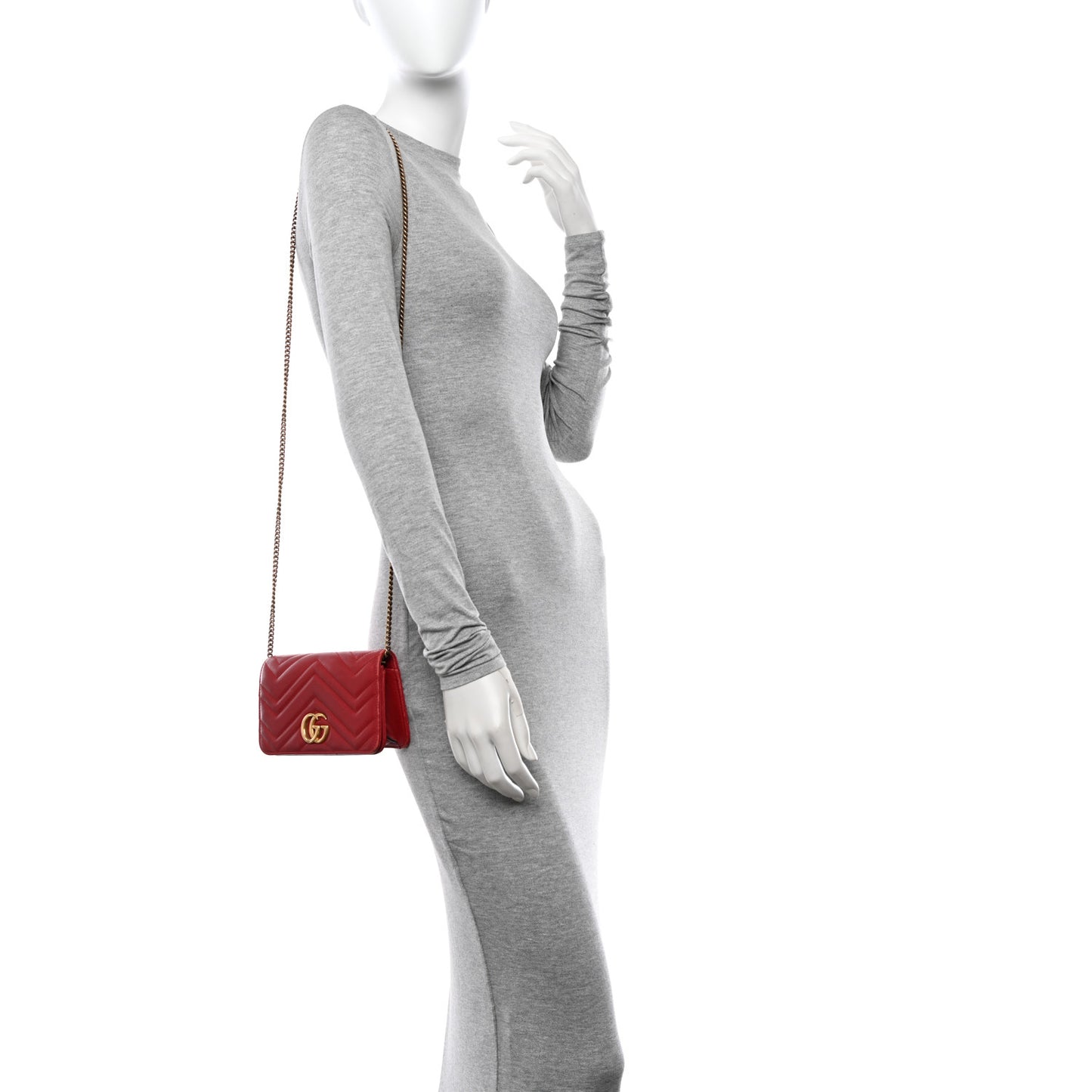 Calfskin Matelasse GG Marmont Mini Bag Hibiscus Red