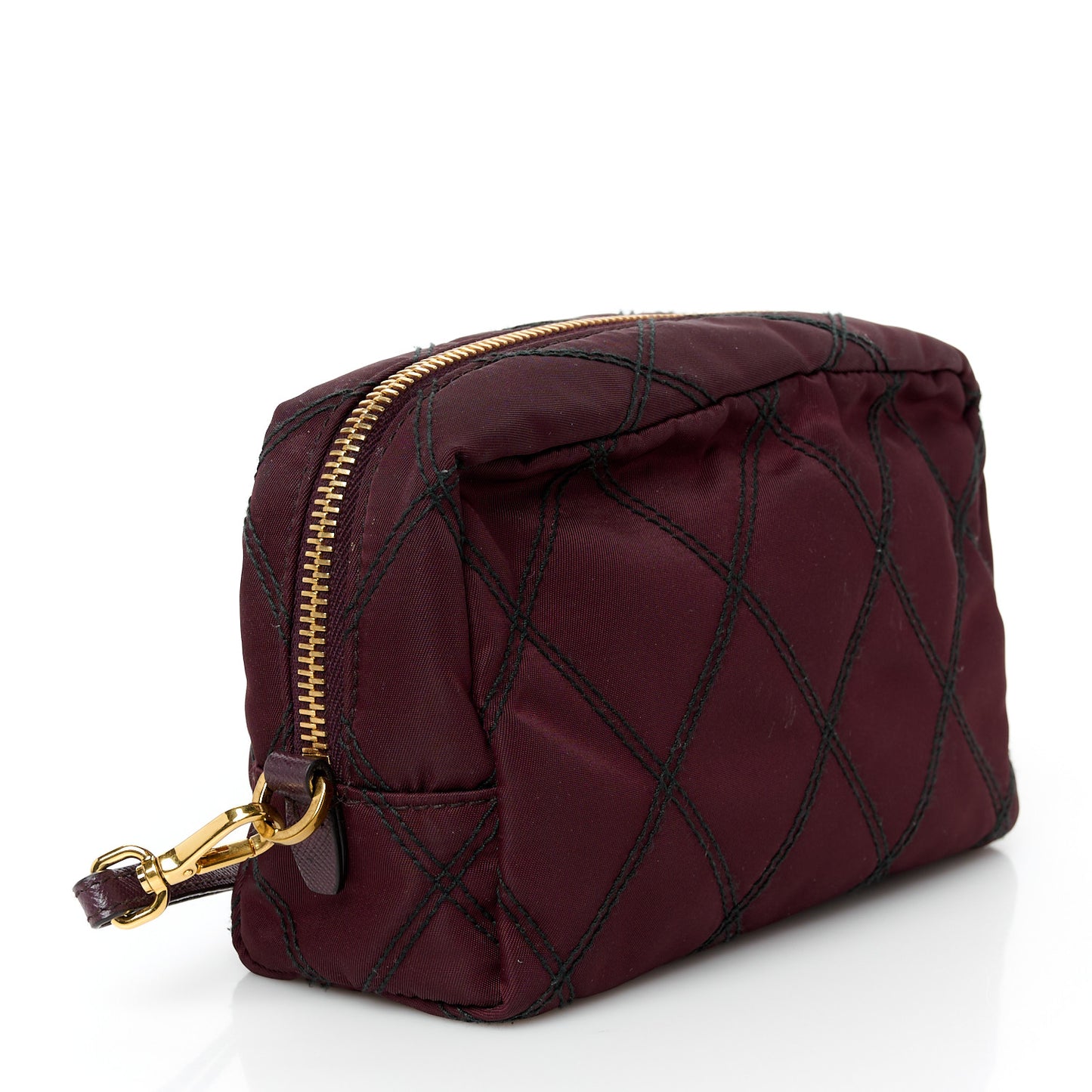 Tessuto Nylon Saffiano Impunturato Quilted Wristlet Granato