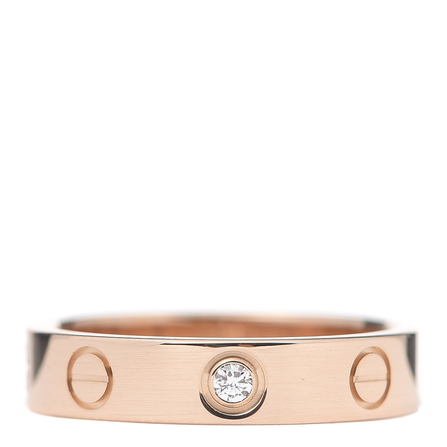 Cartier 18K Pink Gold Diamond 4mm LOVE Wedding Band Ring 49 5 1 of 4