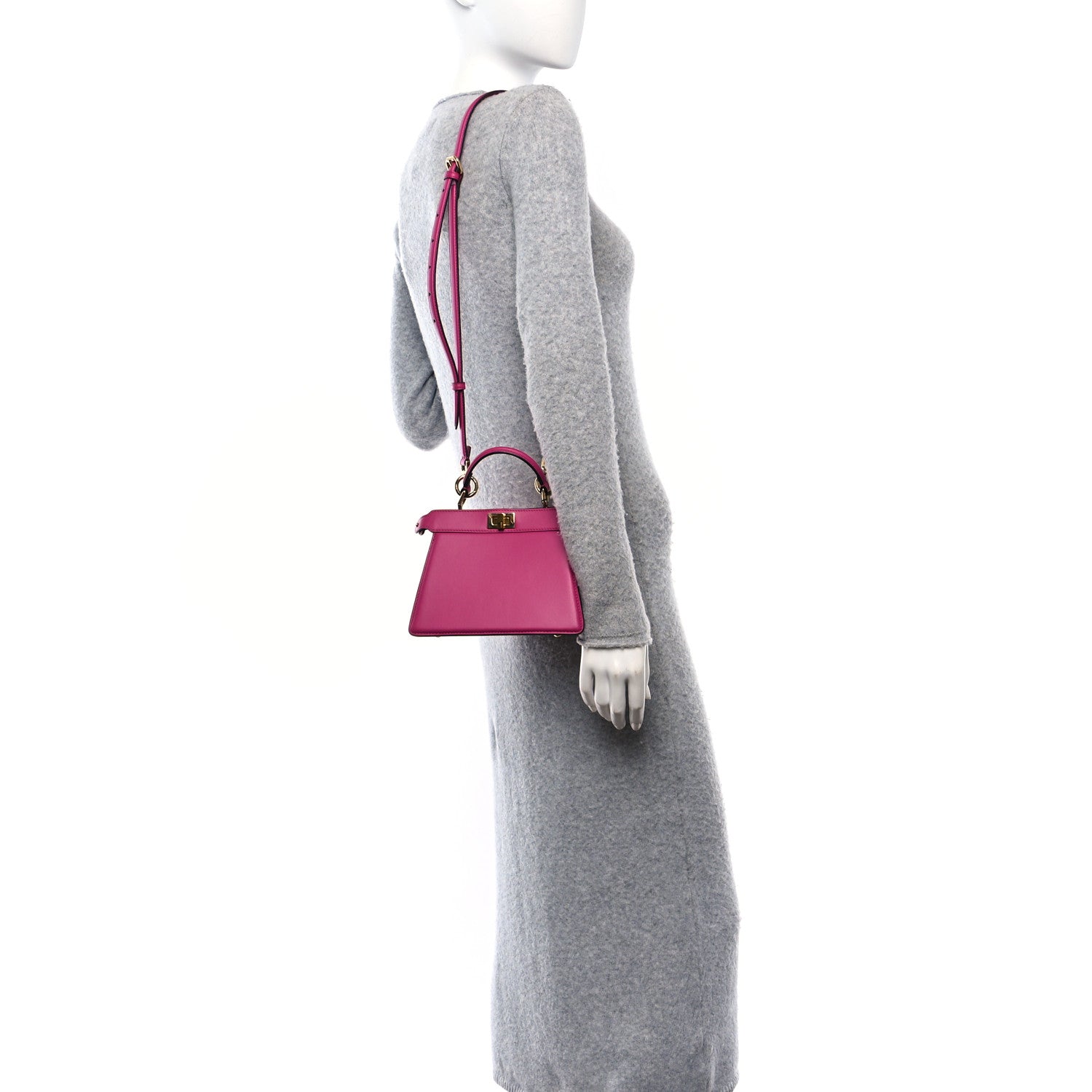Fendi Shiny Nappa Petite Peekaboo I SEE U Satchel Ciclamino Pilar 2 of 9