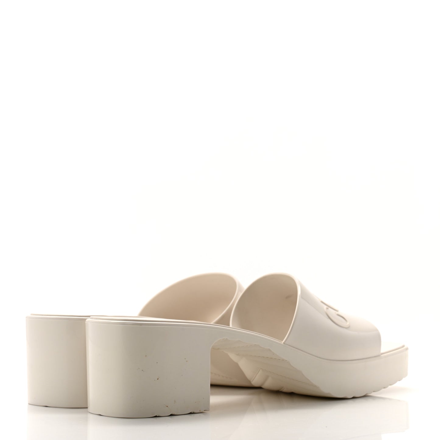 Rubber Gucci Logo Womens Platform 20/60mm Slide Sandals 42 Mystic White