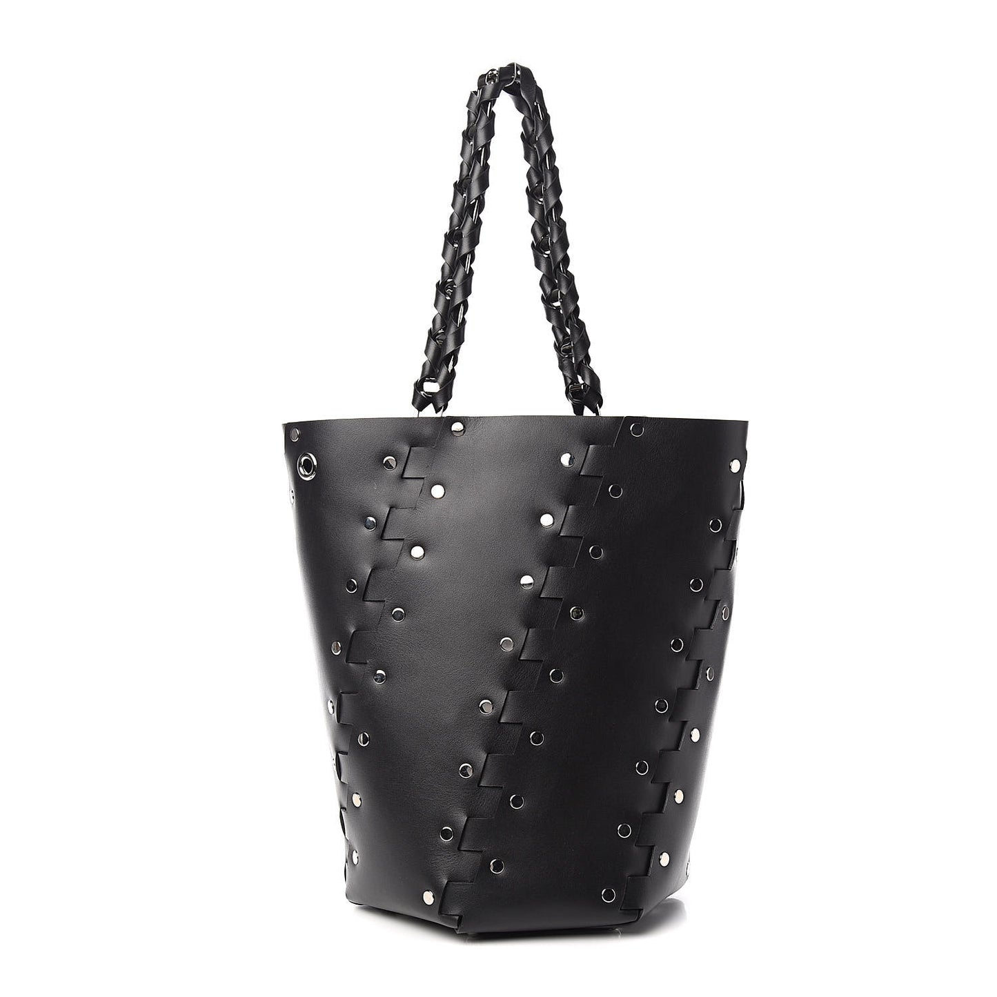 Calfskin Medium Studded Hex Bucket Black
