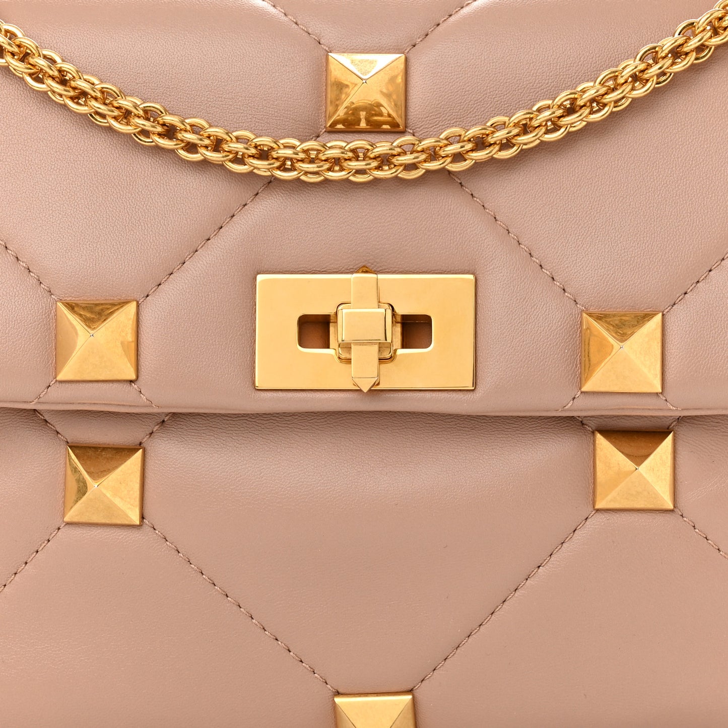 Nappa Large Roman Stud Shoulder Bag Rose Cannelle