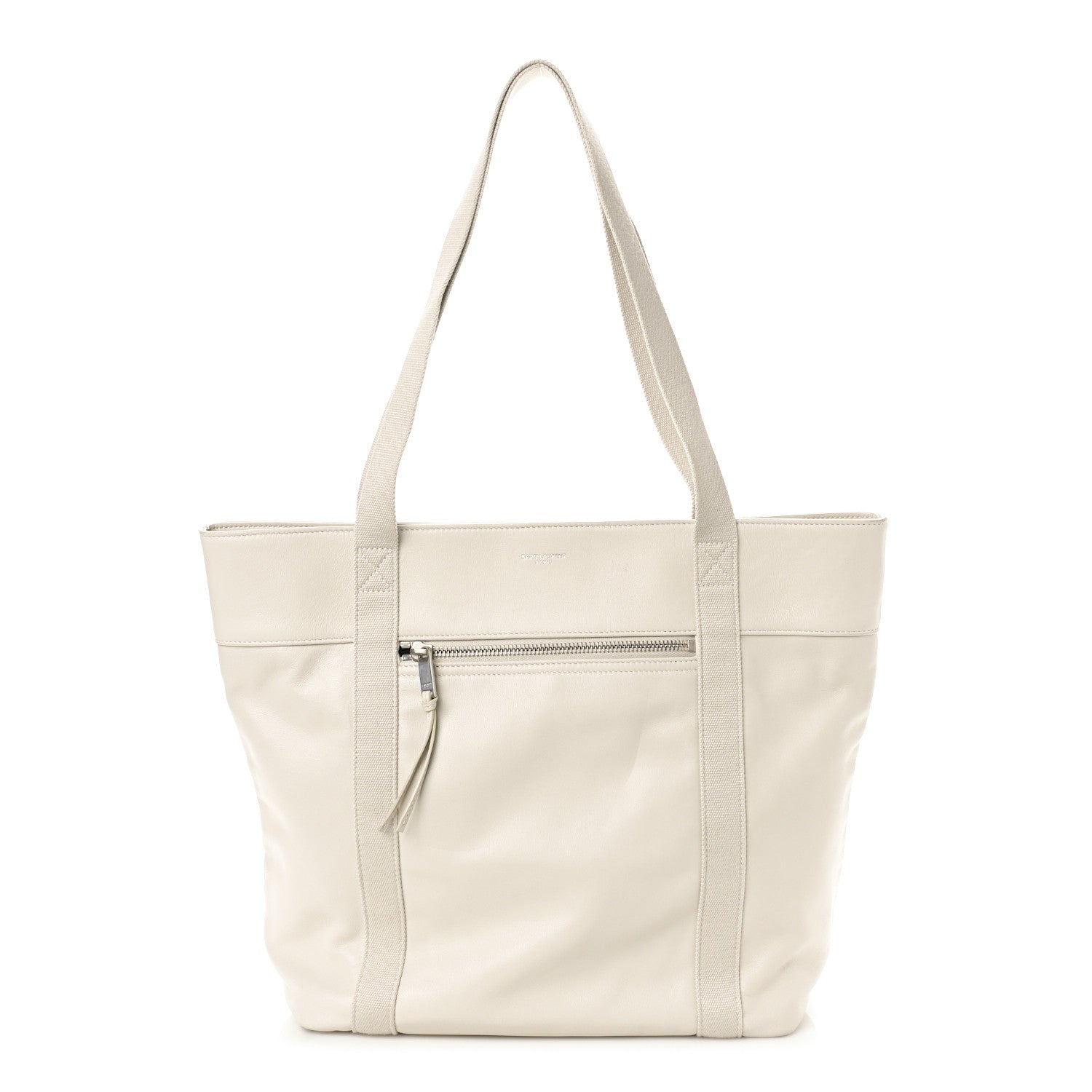 Saint Laurent Calfskin Small Daily Cabas Shopping Tote White 1 of 8