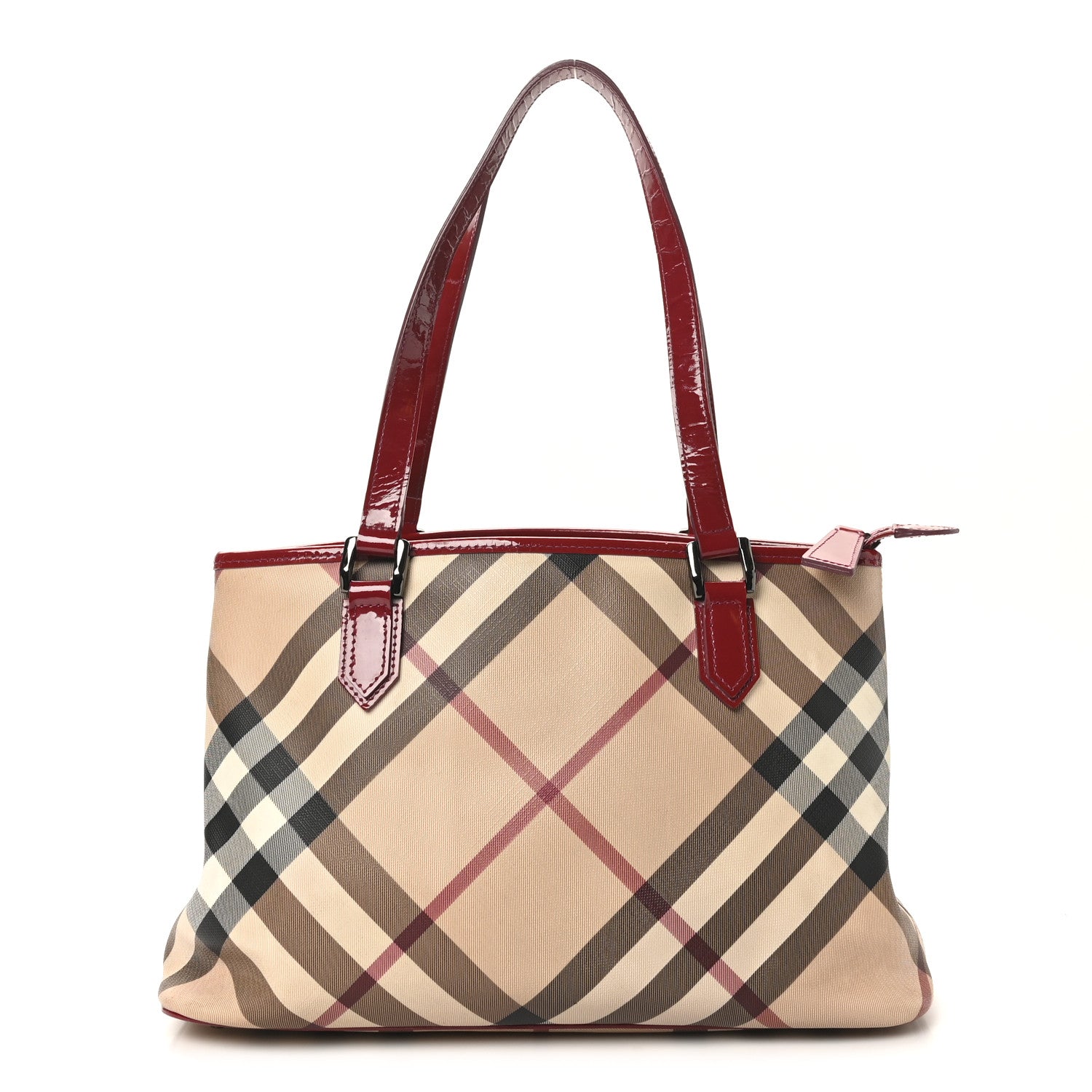 Burberry Nova Check Small Nickie Tote Raspberry 1798414 – FASHIONPHILE