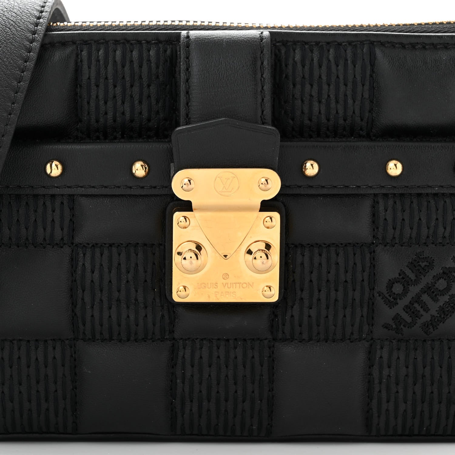 Louis Vuitton LOUIS VUITTON Damier Quilt Lambskin Troca Pochette Black 7 of 10