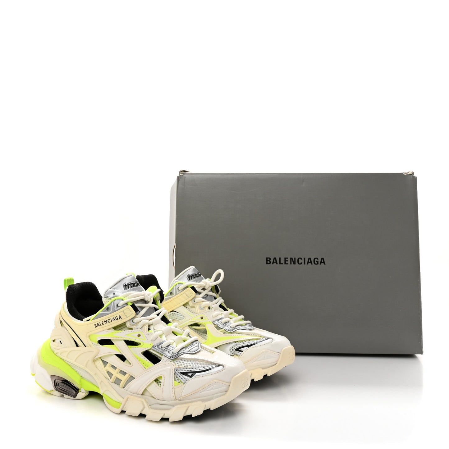 Rubber Mesh Bi-Color Womens Track.2 Open Sneakers 37 White Fluo Yellow