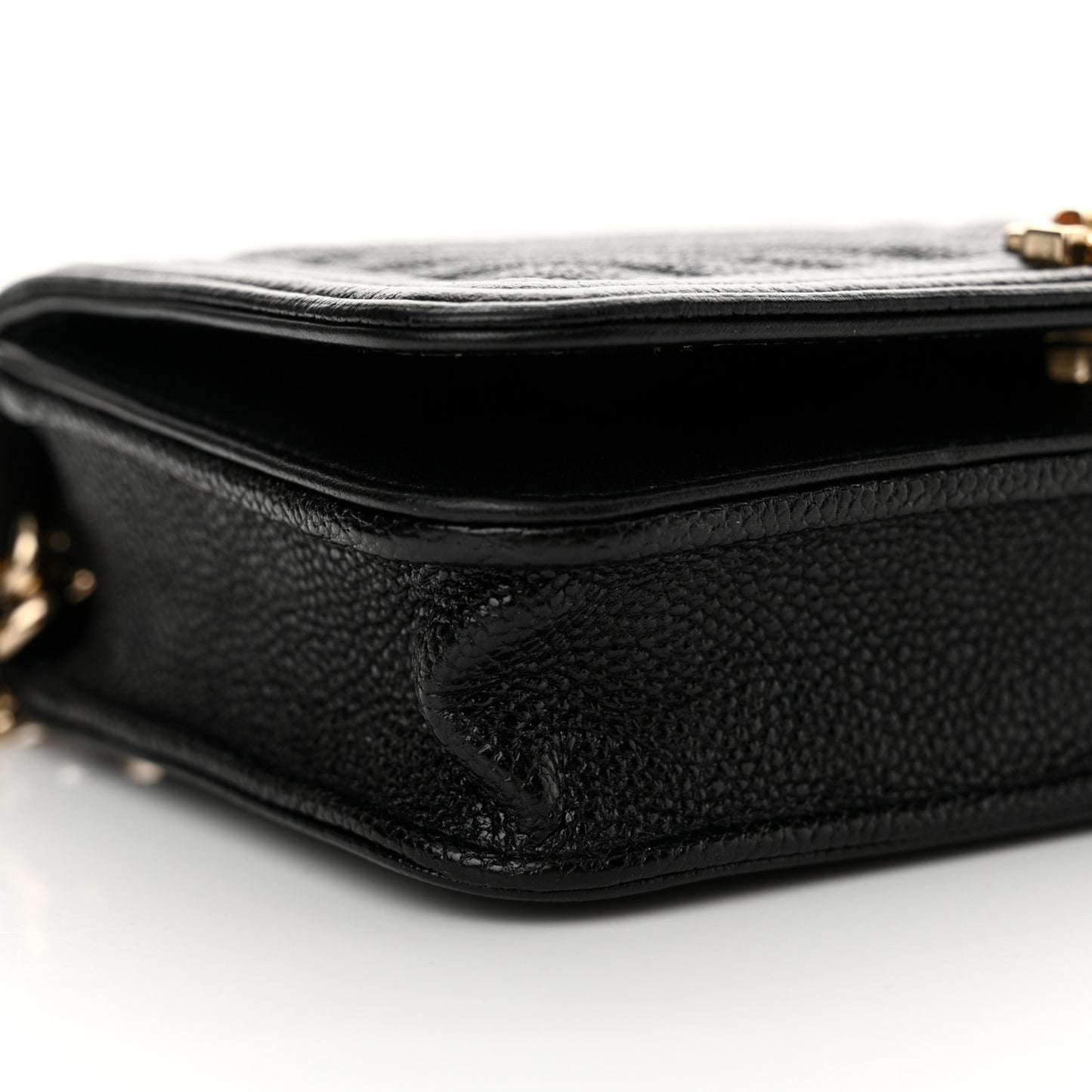 Caviar Chevron Quilted Mini Boy Wallet On Chain WOC Black
